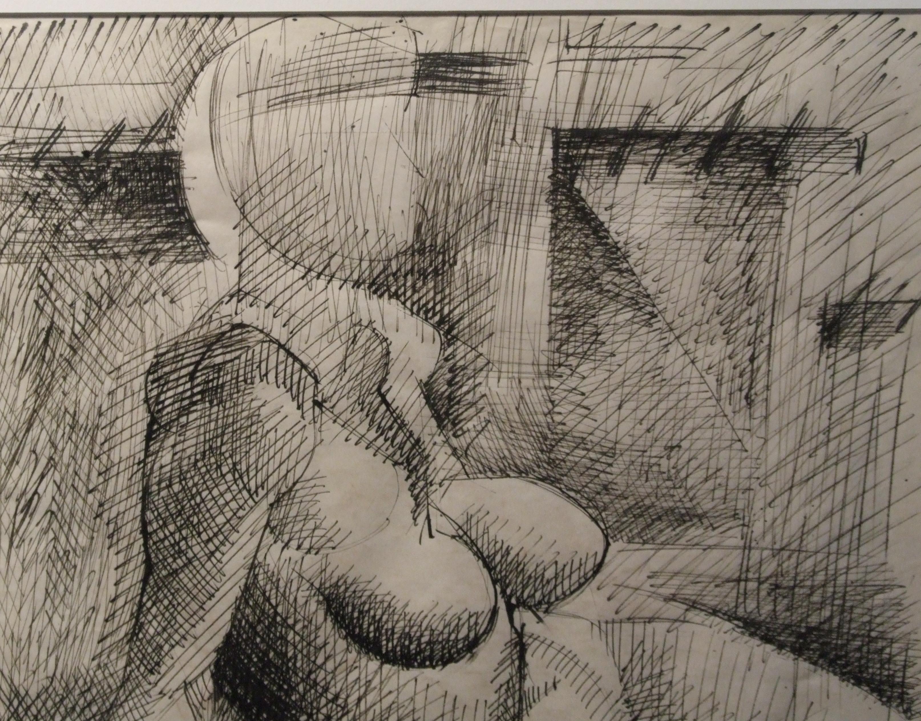 Femme nue - encre sur papier, 43x31 cm., encadré - Gray Nude by Marcel Gromaire