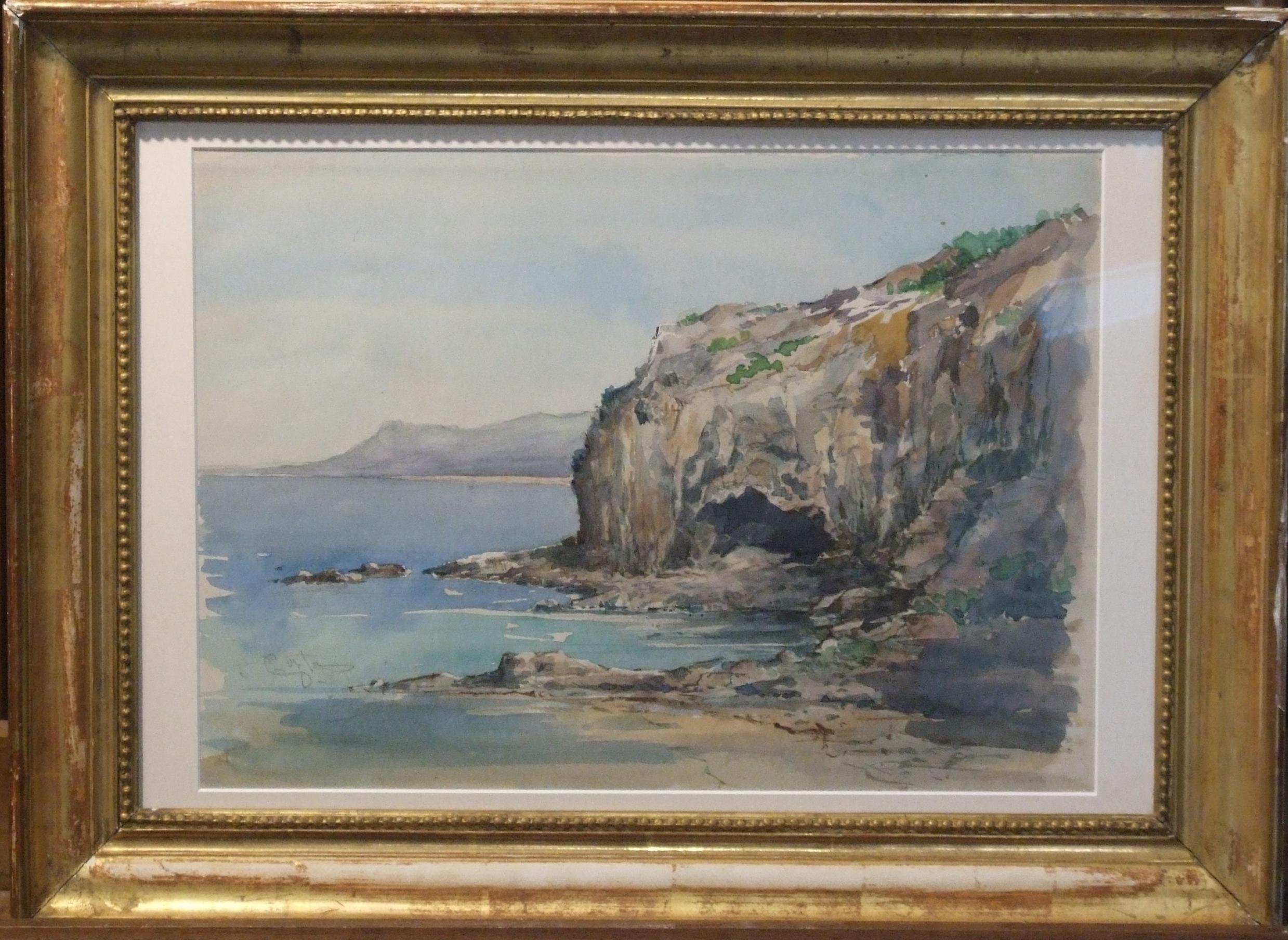 Paysage de la Méditerranée - aquarelle, 39x28cm., encadré - Art by Emmanuel Costa