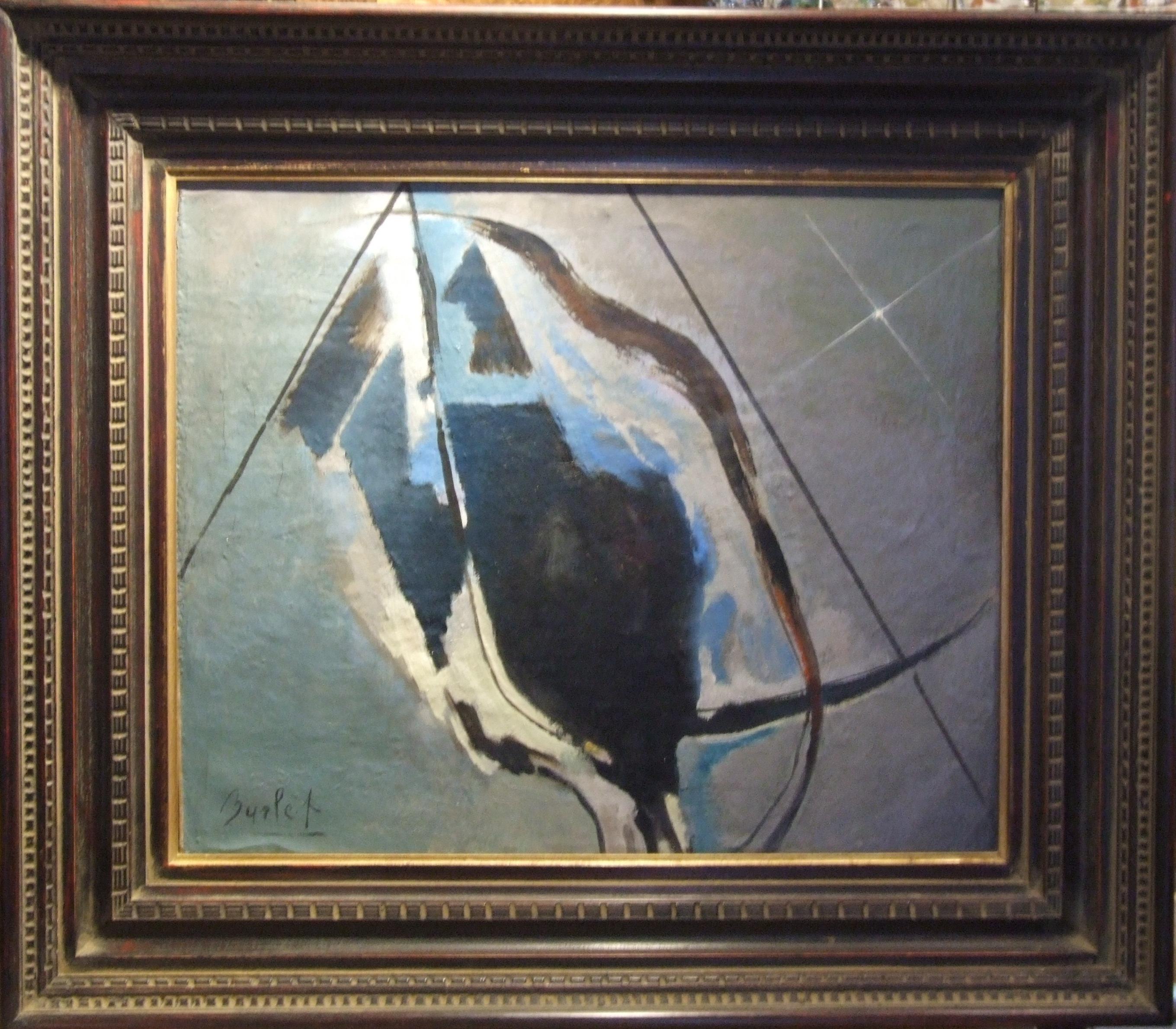 Abstrait 01 - Huile sur toile, 50x60 cm., encadré - Painting by René Maria Burlet
