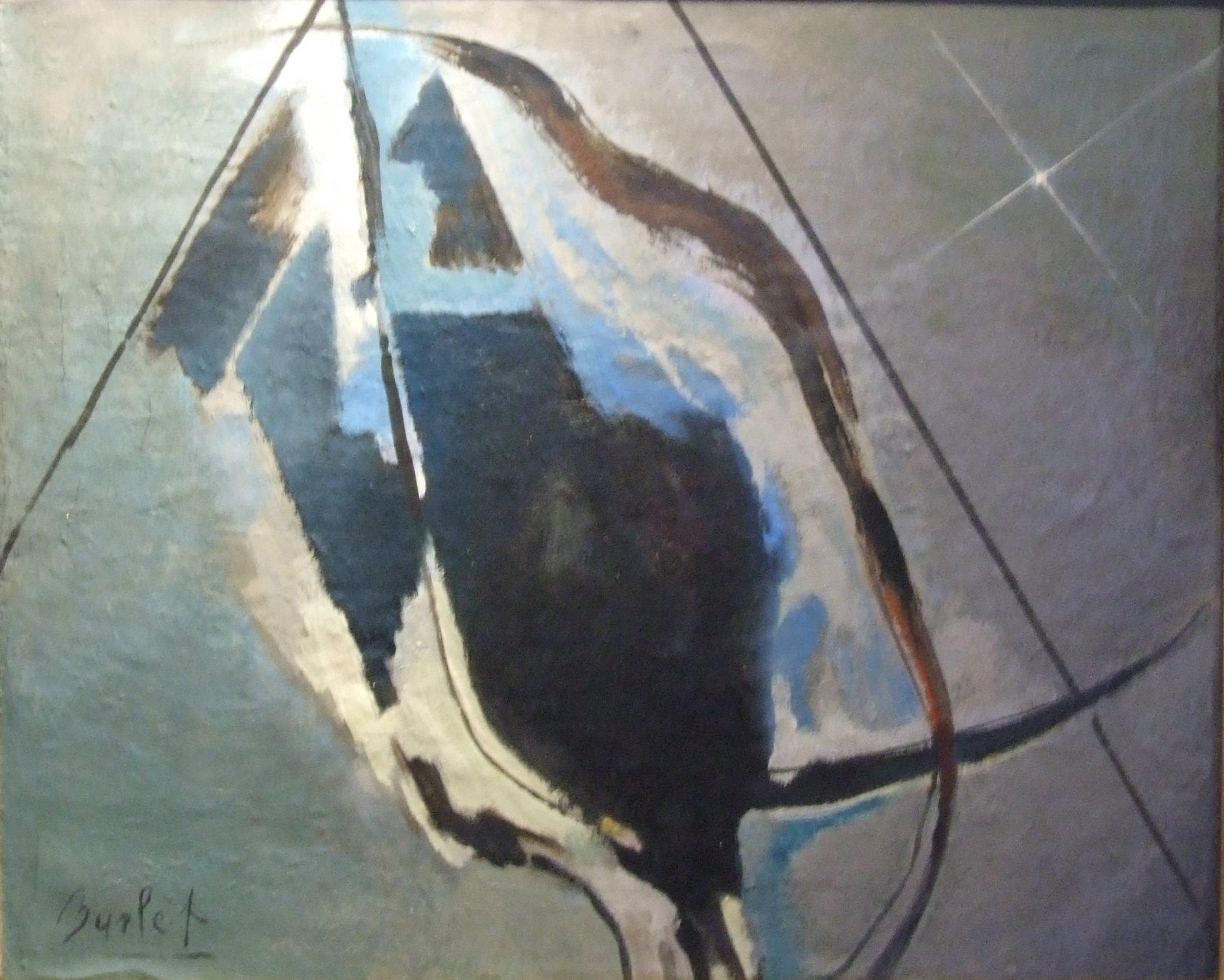 René Maria Burlet Abstract Painting – Porträt 01 - Huile sur toile, 50x60 cm, signiert