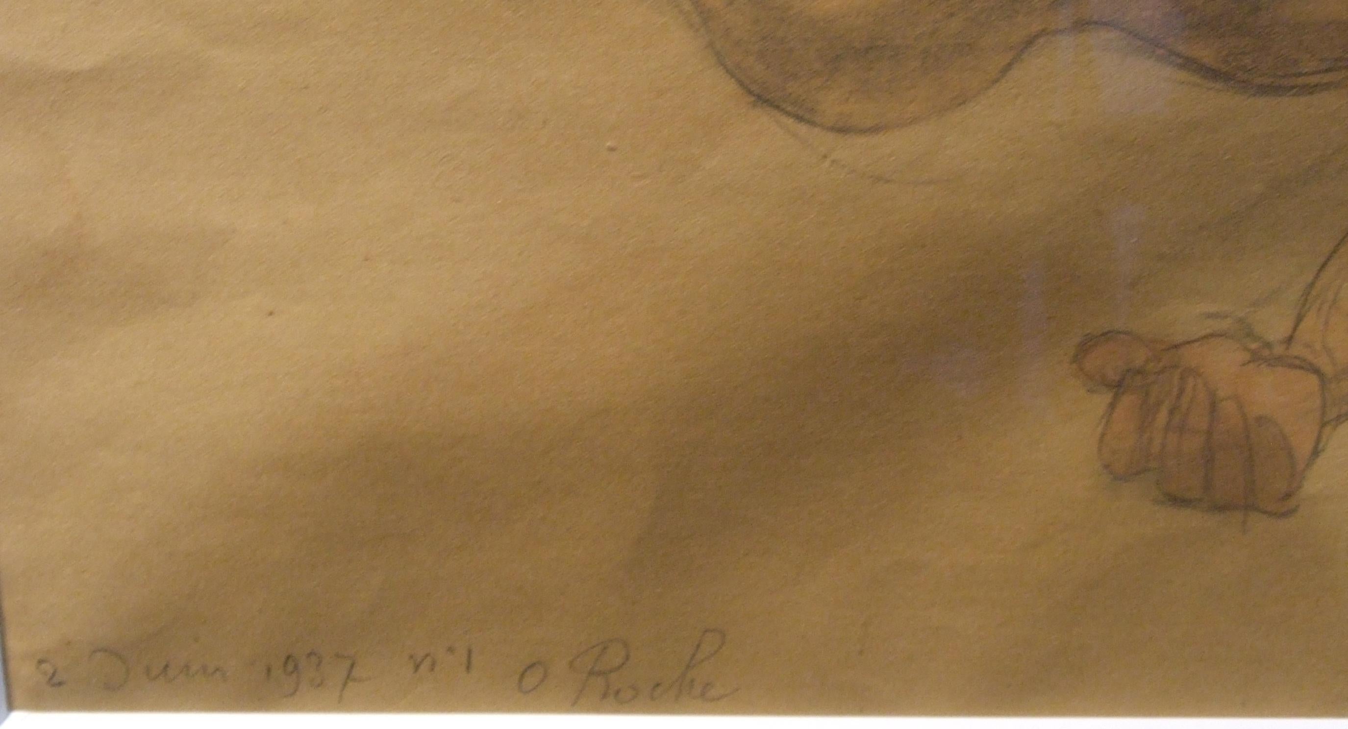 Nu feminin, 1937 - acquerello, 24x41, incorniciato - Art Accademia di Odilon Roche