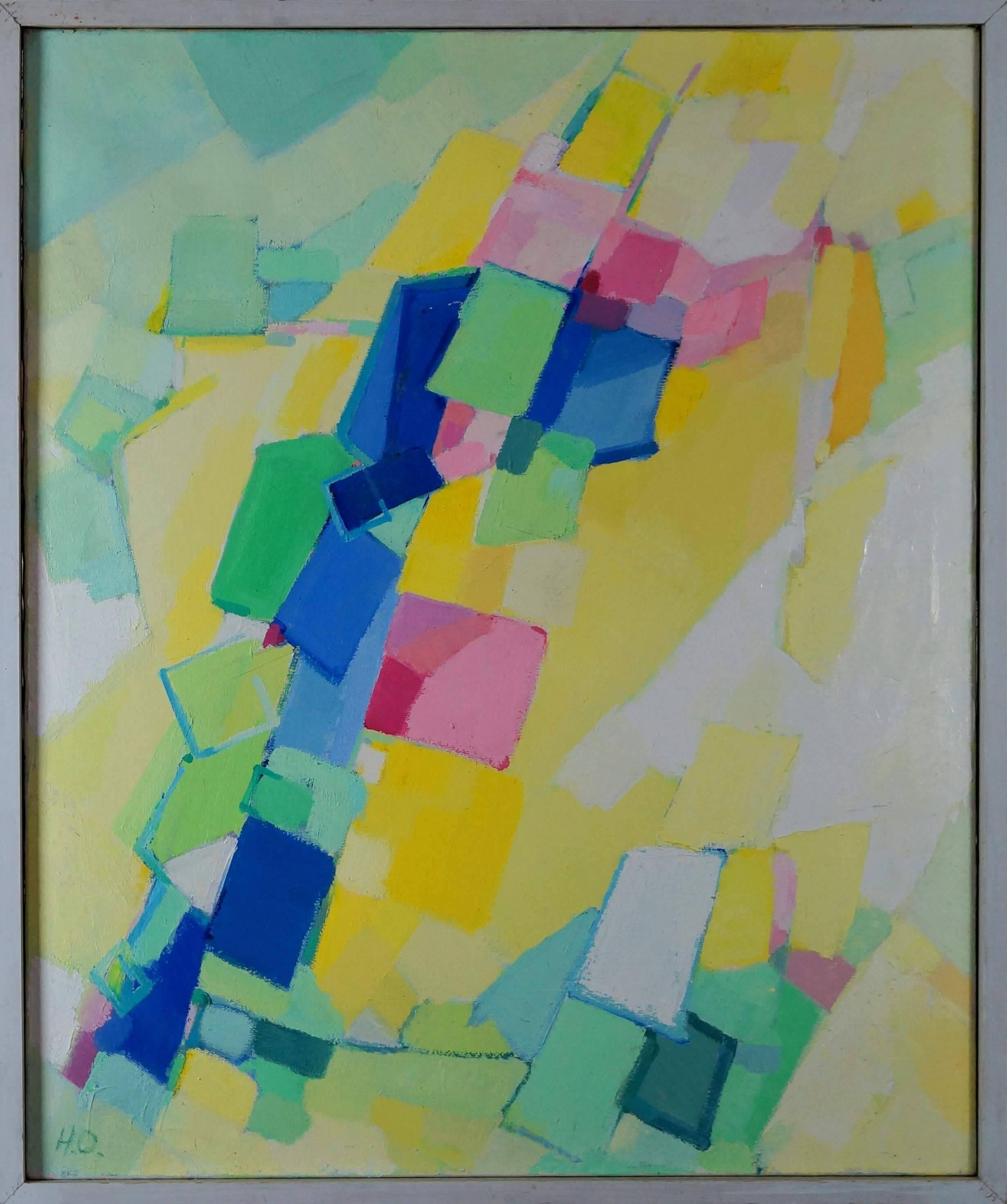 Otting Hanne Abstract Painting - Abstract Composition MO1 - Oil on canvas, cm. 99x83, framed