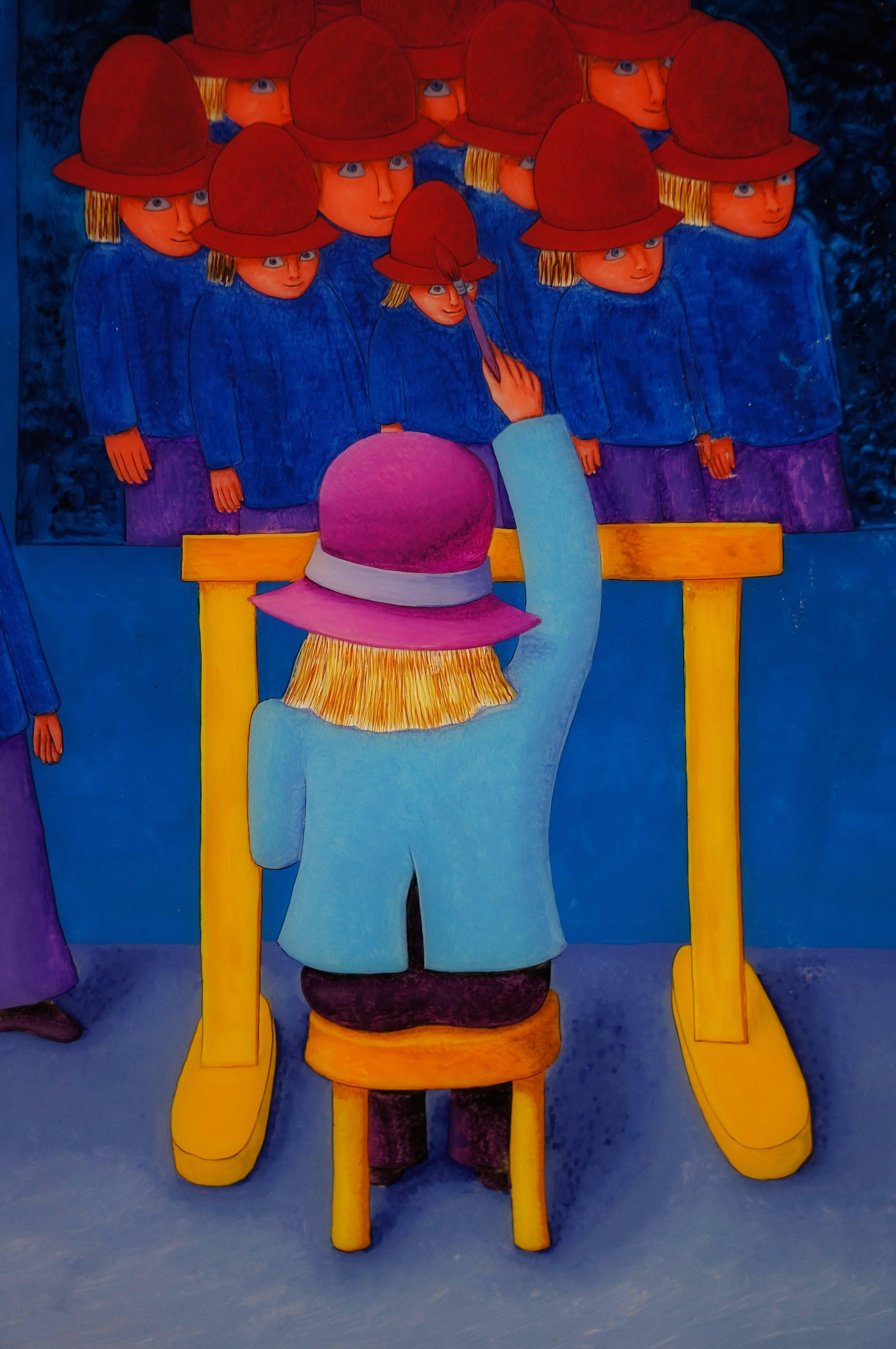Dream Of School - Oil on canvas, cm. 52x76, framed - Contemporary Painting by Sblobodan