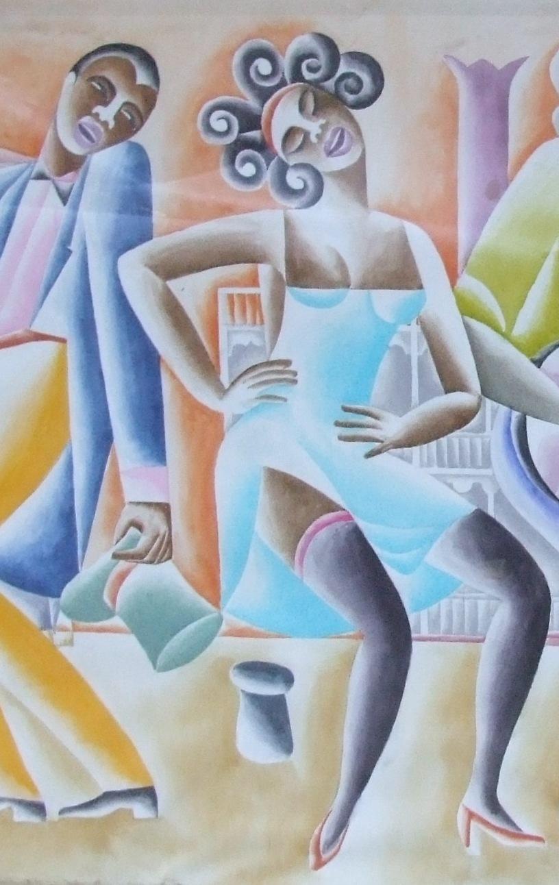 Jazz Panel #2 - Gouache, 102x186 cm. – Art von Paul de Cayeux