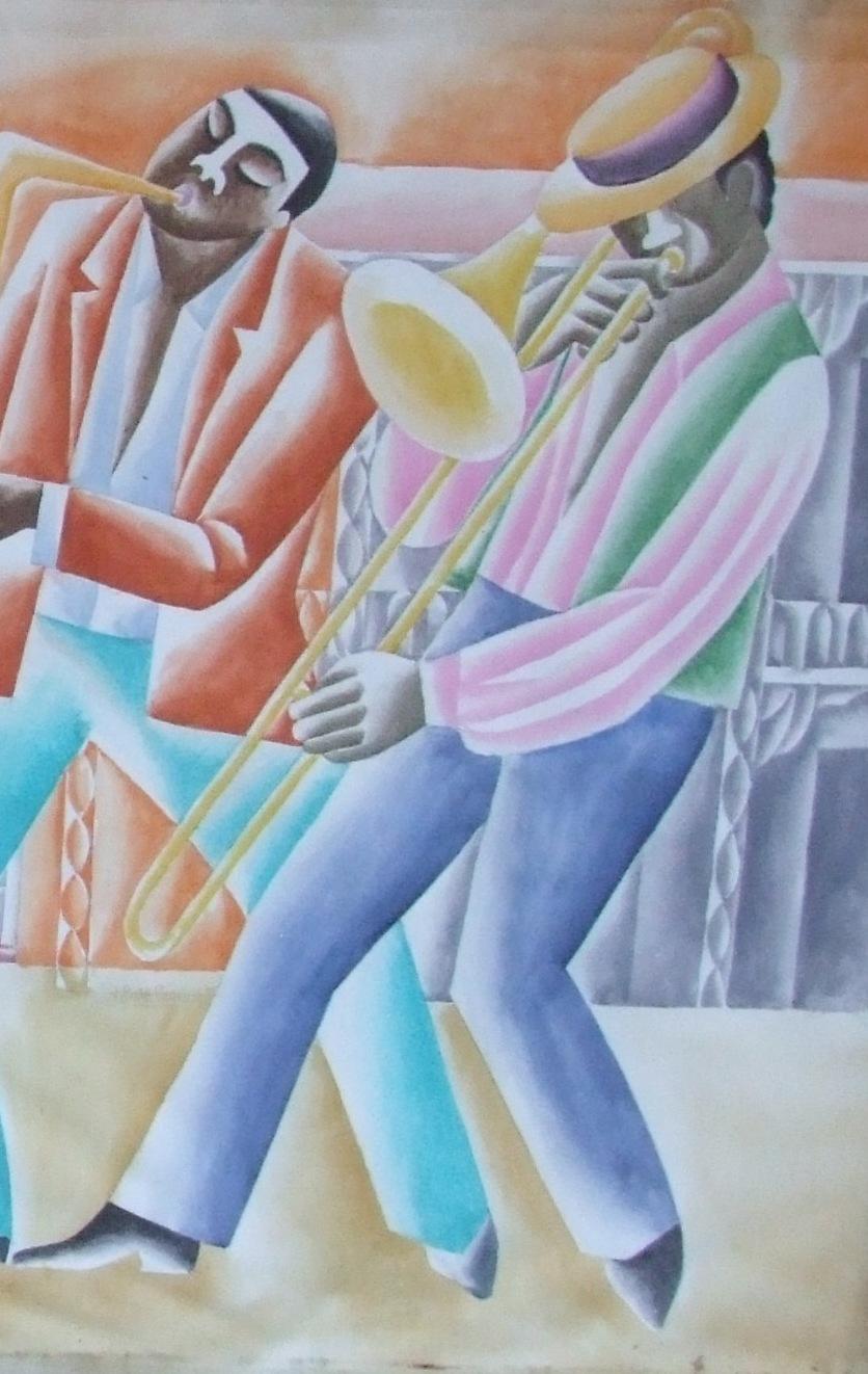 Jazz Panel #2 - gouache, 102x186 cm. - Art Deco Art by Paul de Cayeux