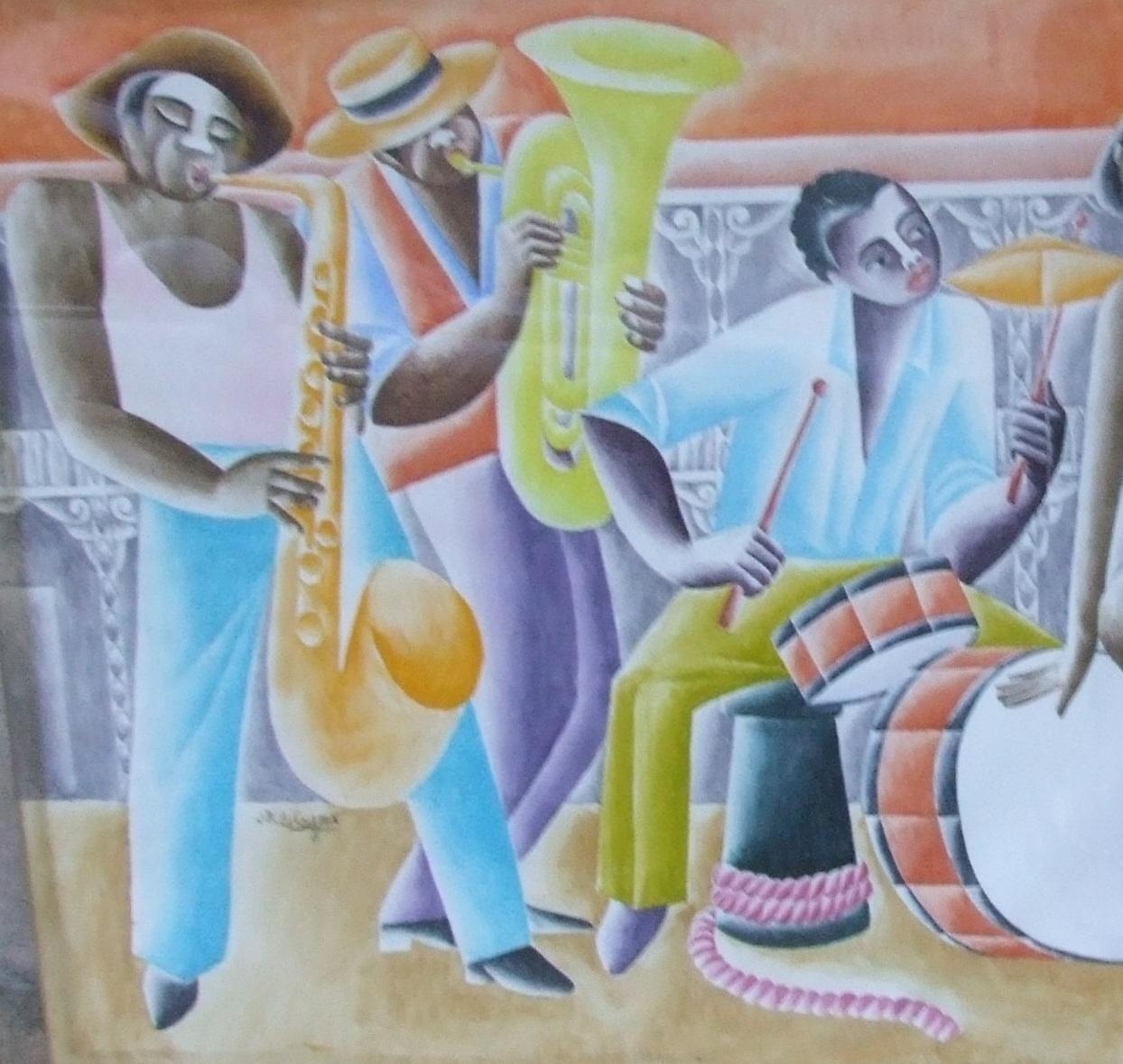 Jazz Panel #4 - gouache, 102x86 cm. - Art Deco Art by Paul de Cayeux