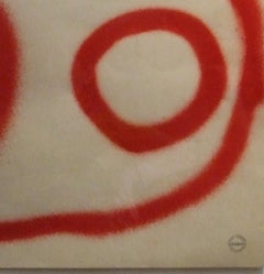 Spray rojo 1 - pintura en spray sobre papel, 54x65 cm. enmarcado