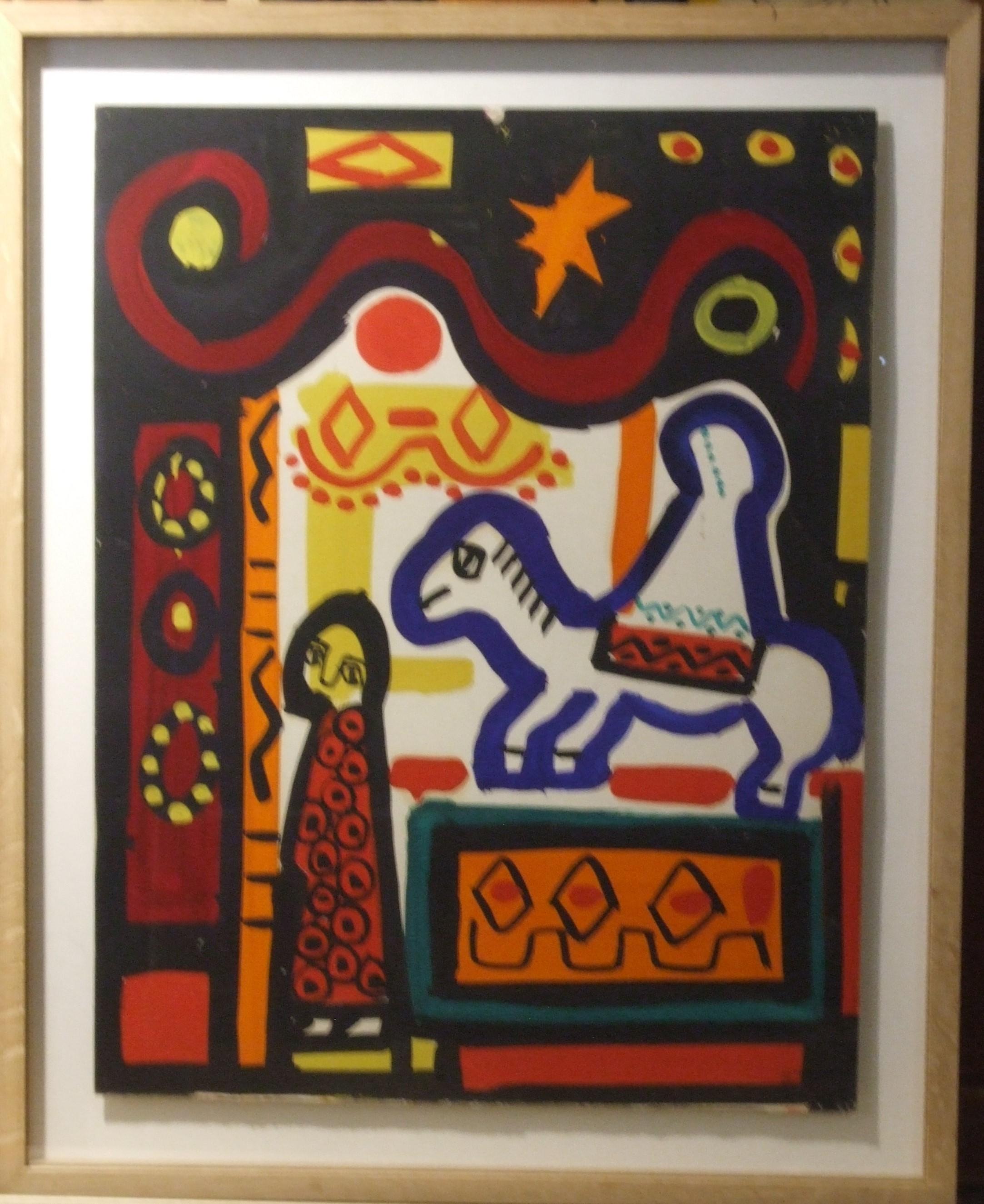 Albert Chubac Figurative Art - Orientalist - gouache on paper, 65x50 cm., framed