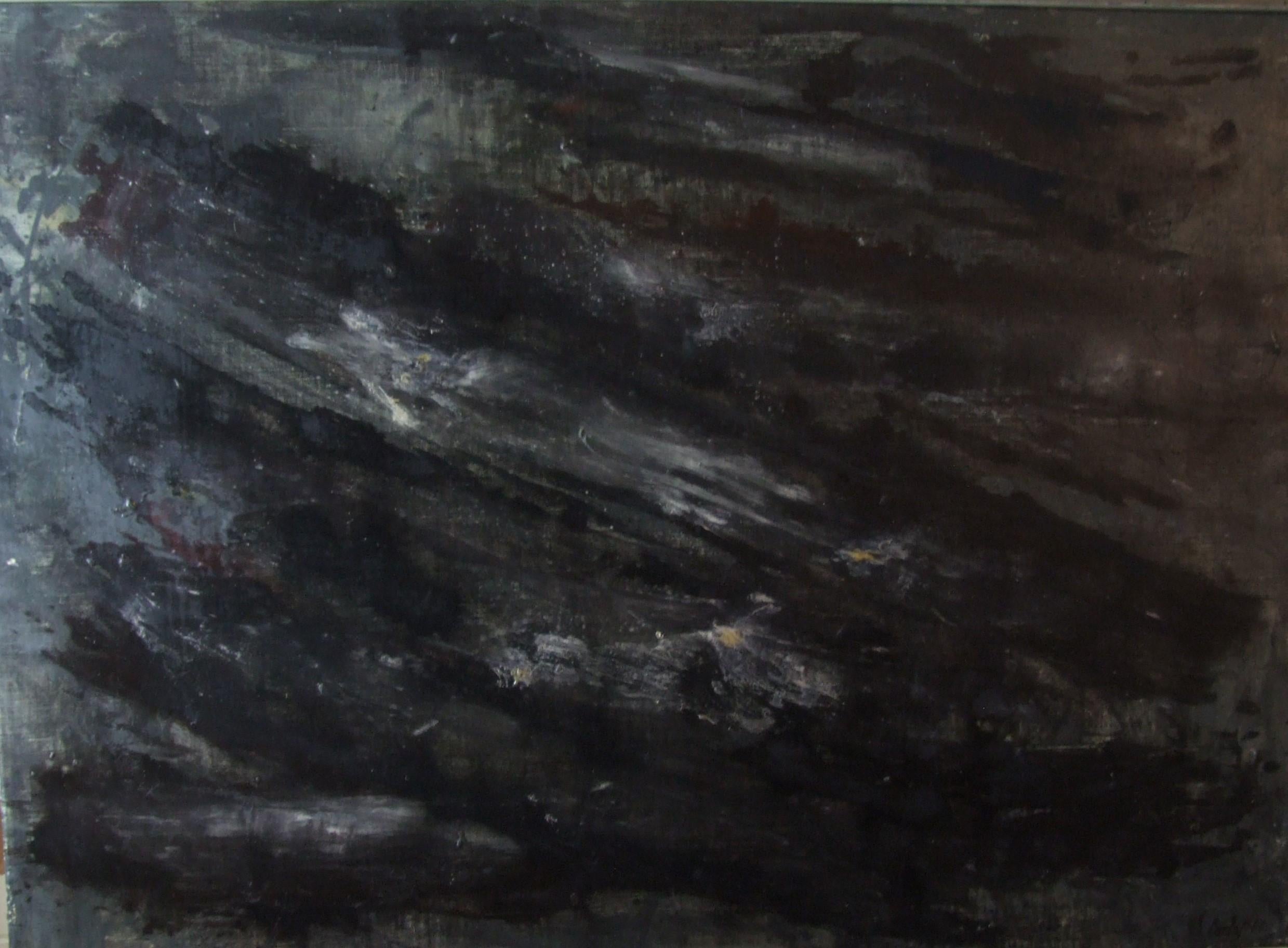Carlos Carnero Abstract Painting – Tafelaufsatz M.19, 1960 - Öl auf Leinwand, 55x77 cm.