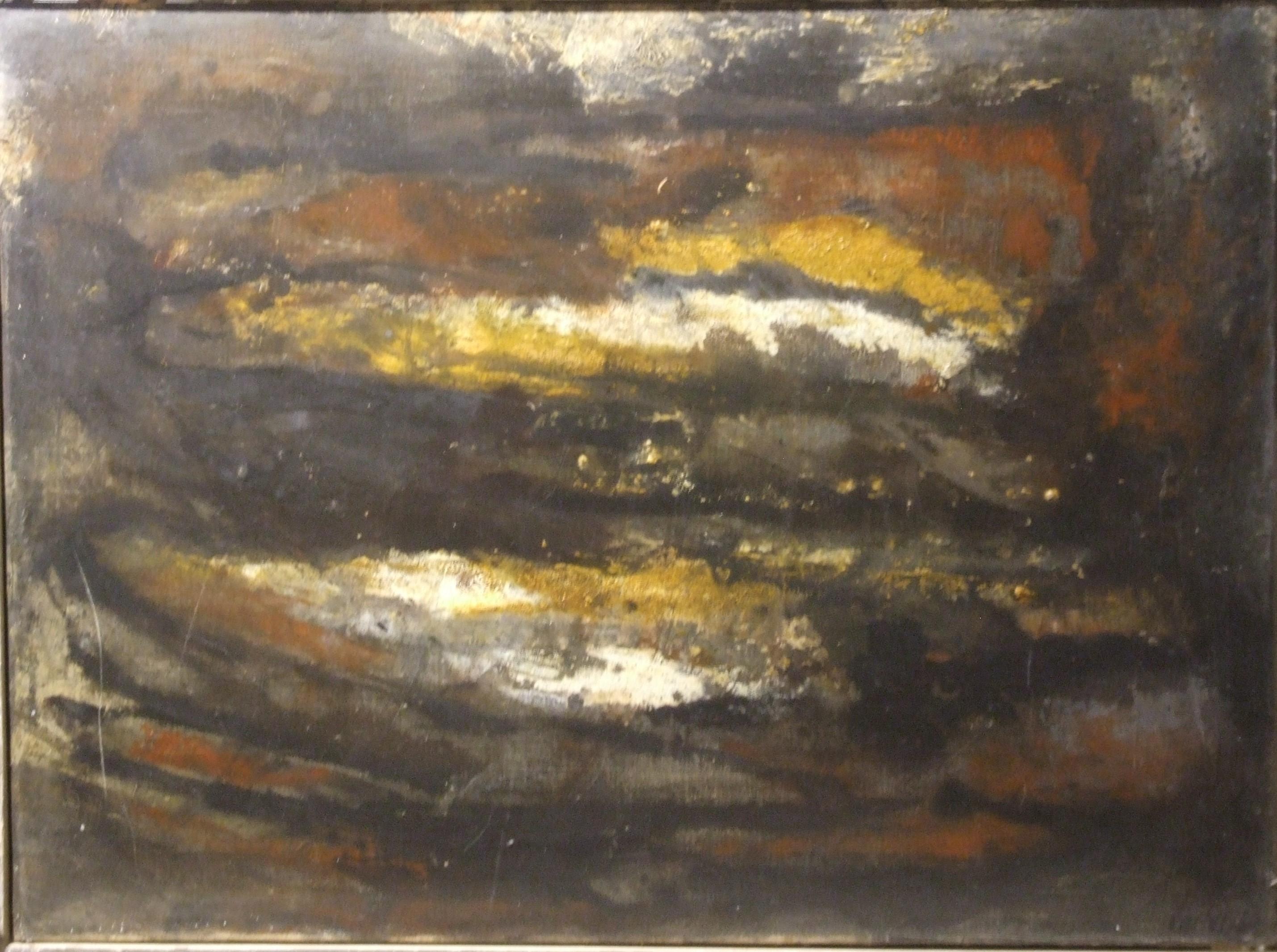 Carlos Carnero Abstract Painting – Tafelaufsatz M.42, 1960 - Öl auf Leinwand, 73x100 cm.