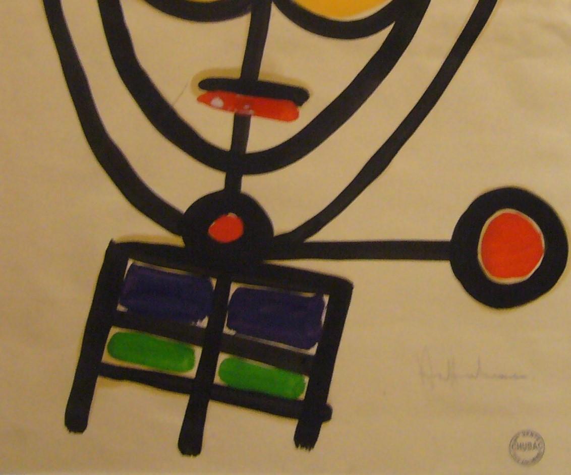 homme rouge (hombre rojo) - gouache sobre papel, 49x34 cm., enmarcado - Art de Albert Chubac