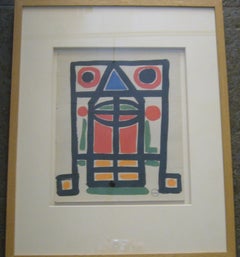homme carré (squared man) - gouache on paper, 49x37 cm., framed