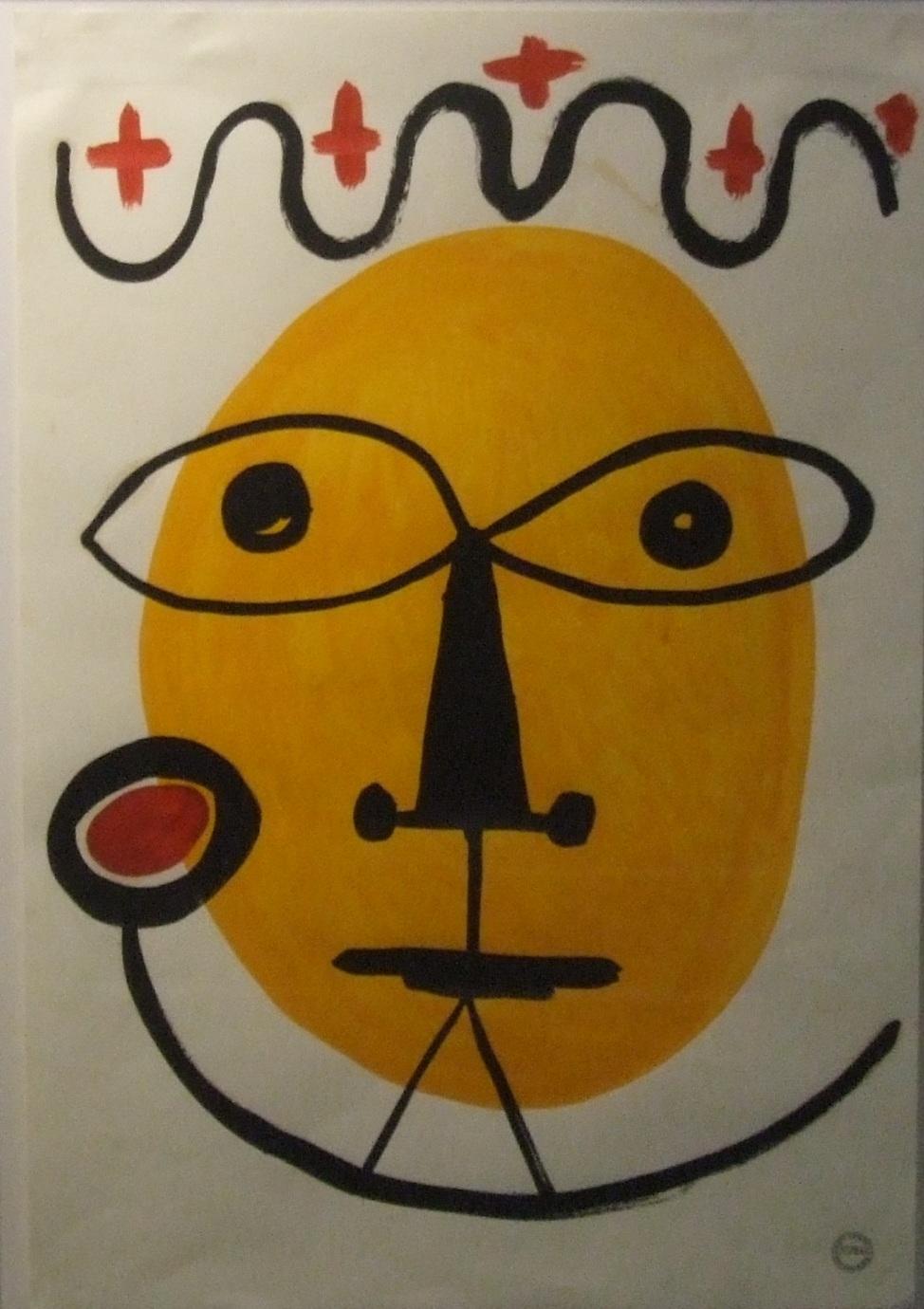 Albert Chubac Abstract Drawing - Visage - gouache, 64x43 cm., encadré