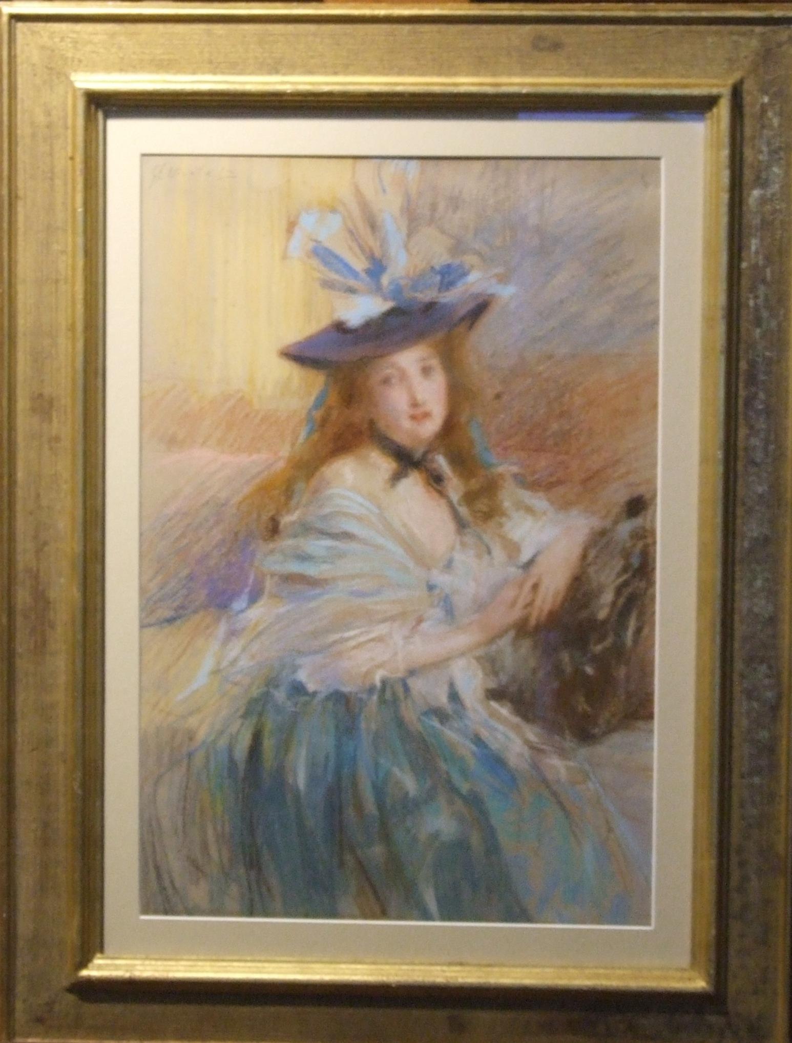 Elégante - pastel sur papier, 52x34 cm., encadré - Art by Gabriel Emile Nicolet 