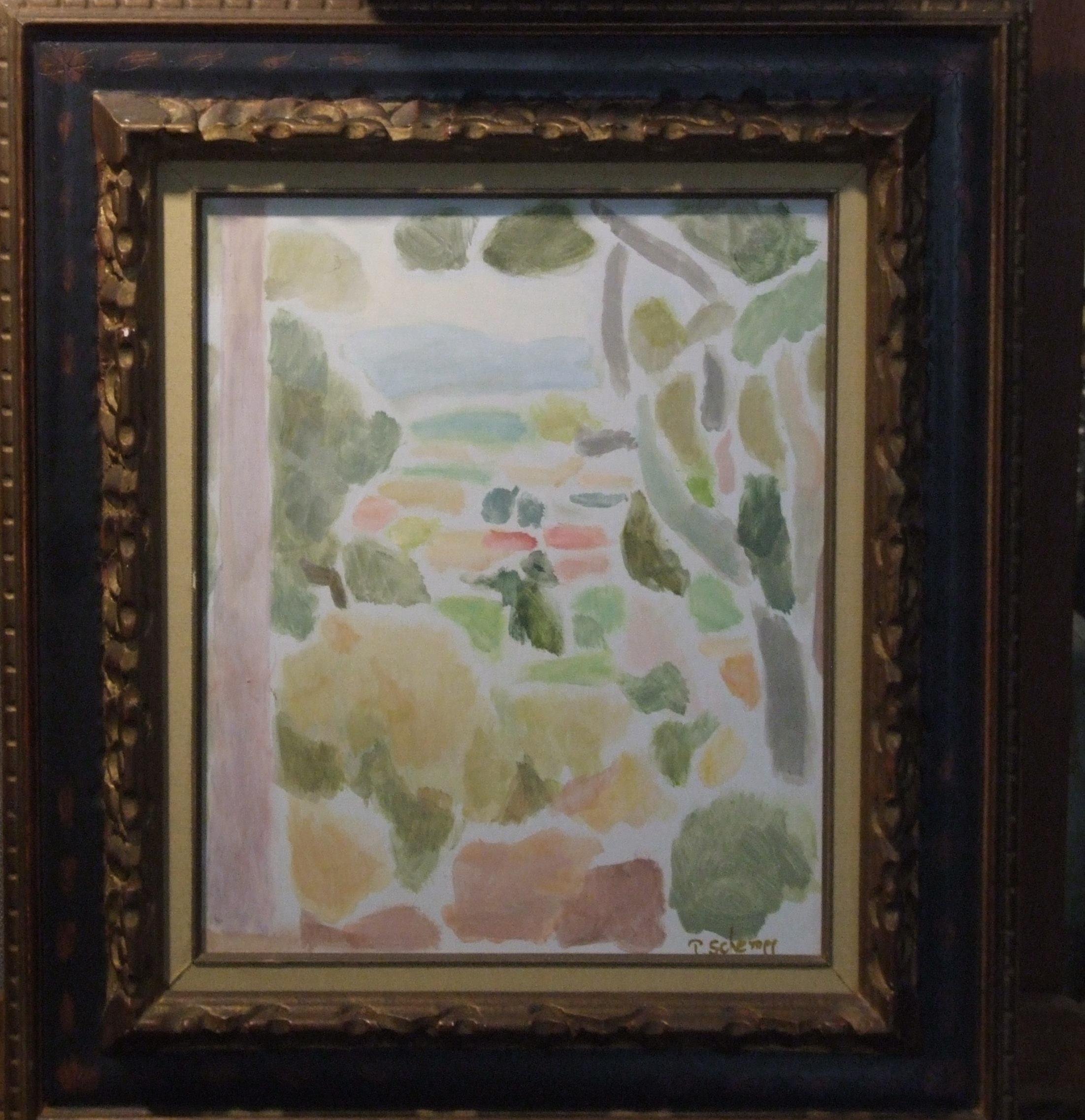 Paysage de la méditerranée, 1960 - Huile sur toile, 46x38 cm., encadré - Painting by Theodore Schempp