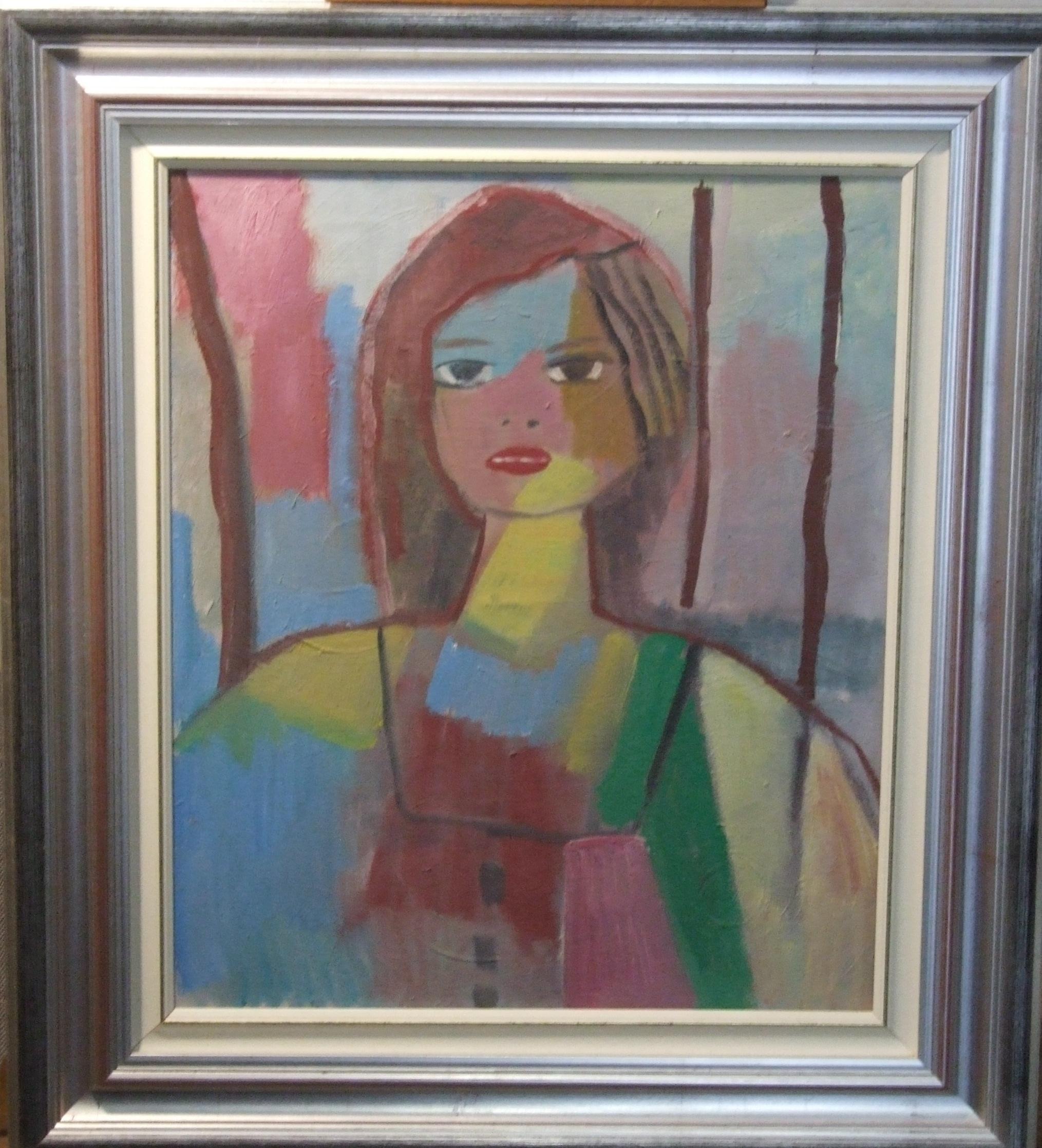 Fille russe, 1983 - Huile sur toile, 55x46 cm., encadré - Painting de Gainon Joelle