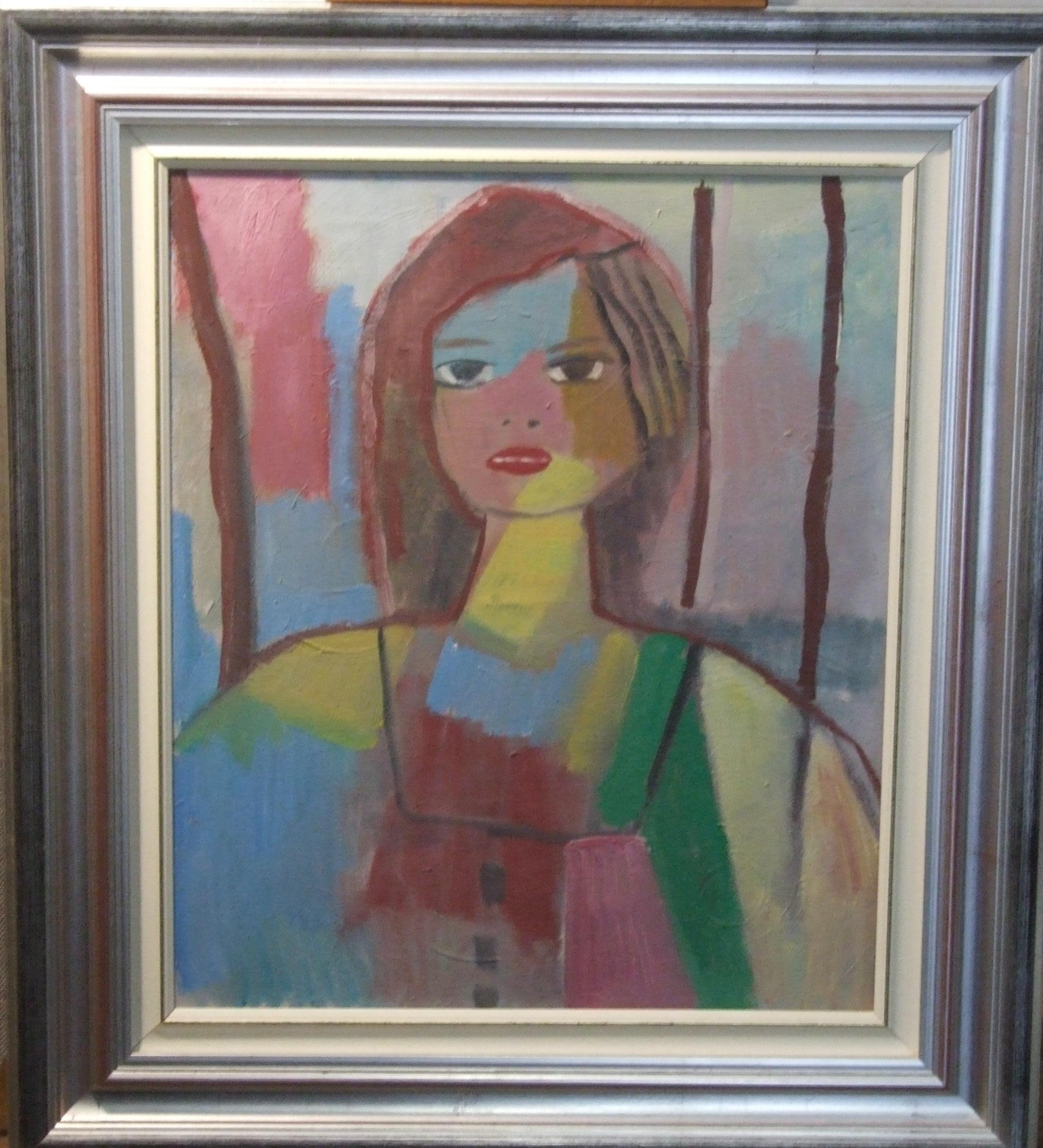 Fille russe, 1983 - Huile sur toile, 55x46 cm., encadré - Painting by Gainon Joelle