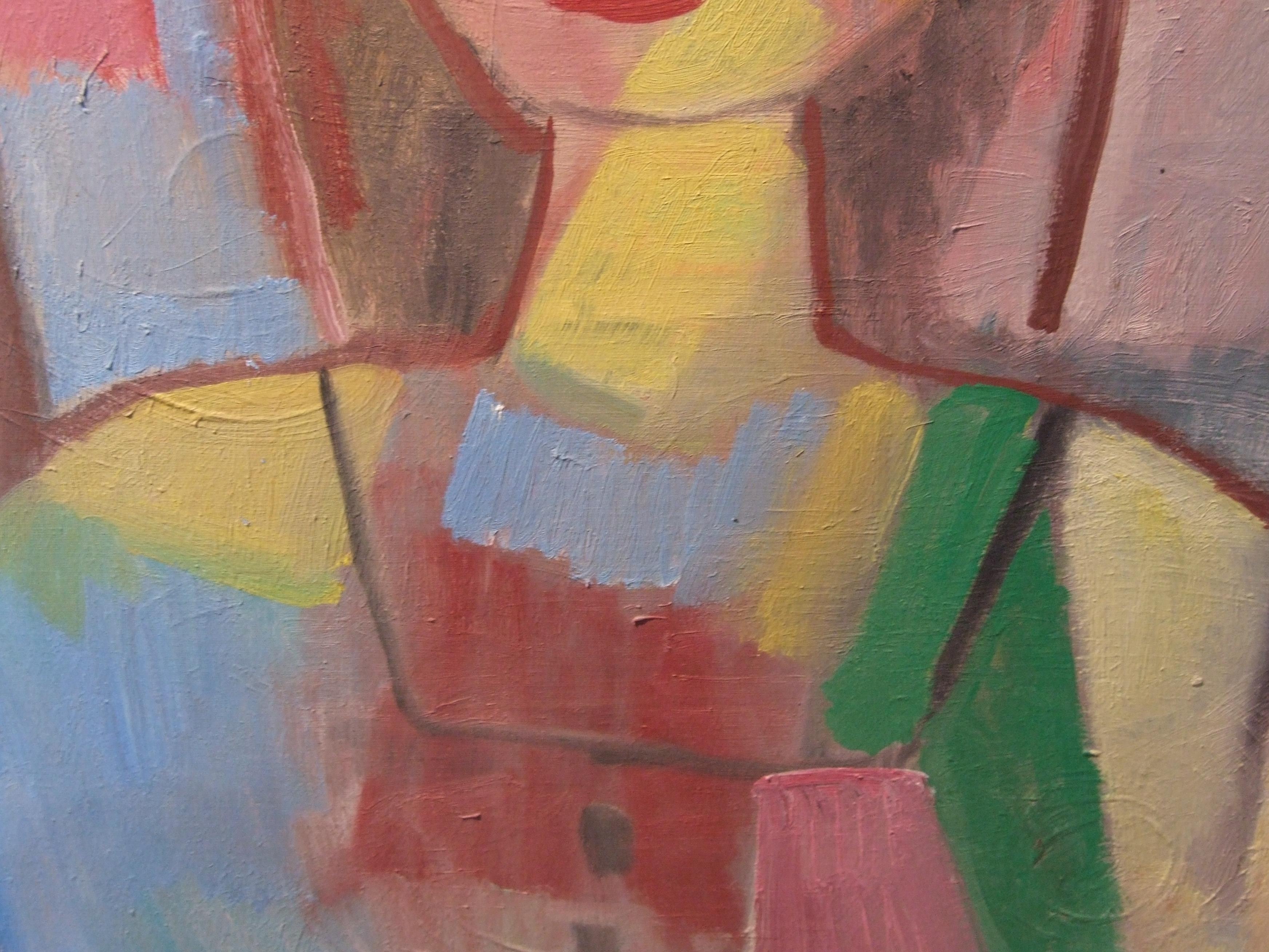 Fille russe, 1983, Huile sur toile, 55 x46 cm, encadrement - Gris Figurative Painting par Gainon Joelle