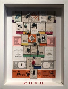 mixed media Monopoly collage, "2010 - The Housing Crisis (Housing Series)"