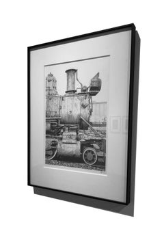 Black and white train "Old #1" Roger Watt photorealist drawing graphite on paper