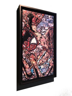 comic book collage, "Upside Down Kiss, "