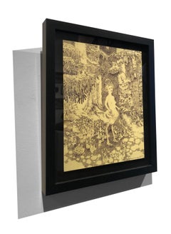 Ballpoint on paper drawing, "Bird Girl Somewhere Deep in the Woods"