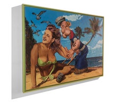 Pop Art Painting, "Popeye in Paradise", Inspired by Philip Pearlstein