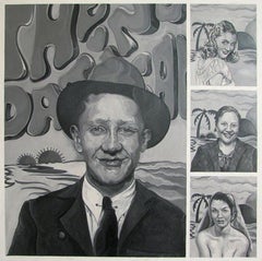 Black and White Pop Art Painting, "Dating Game, Honolulu Style, 1956"