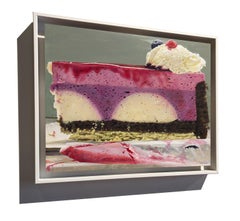 Photorealist Still Life with Cake, "Forest Fruit Cream II", acrylic on board
