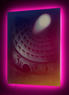 "Electric Chiaroscuro 2" Pantheon (Photorealism, Contemporary Painting, LEDs)