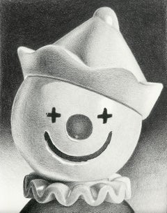 Photorealist graphite drawing, "Clown", Fisher Price Little People toys