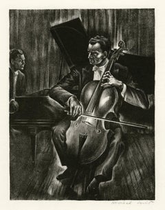 Duet — Cellist and Pianist, 1930s Lithograph