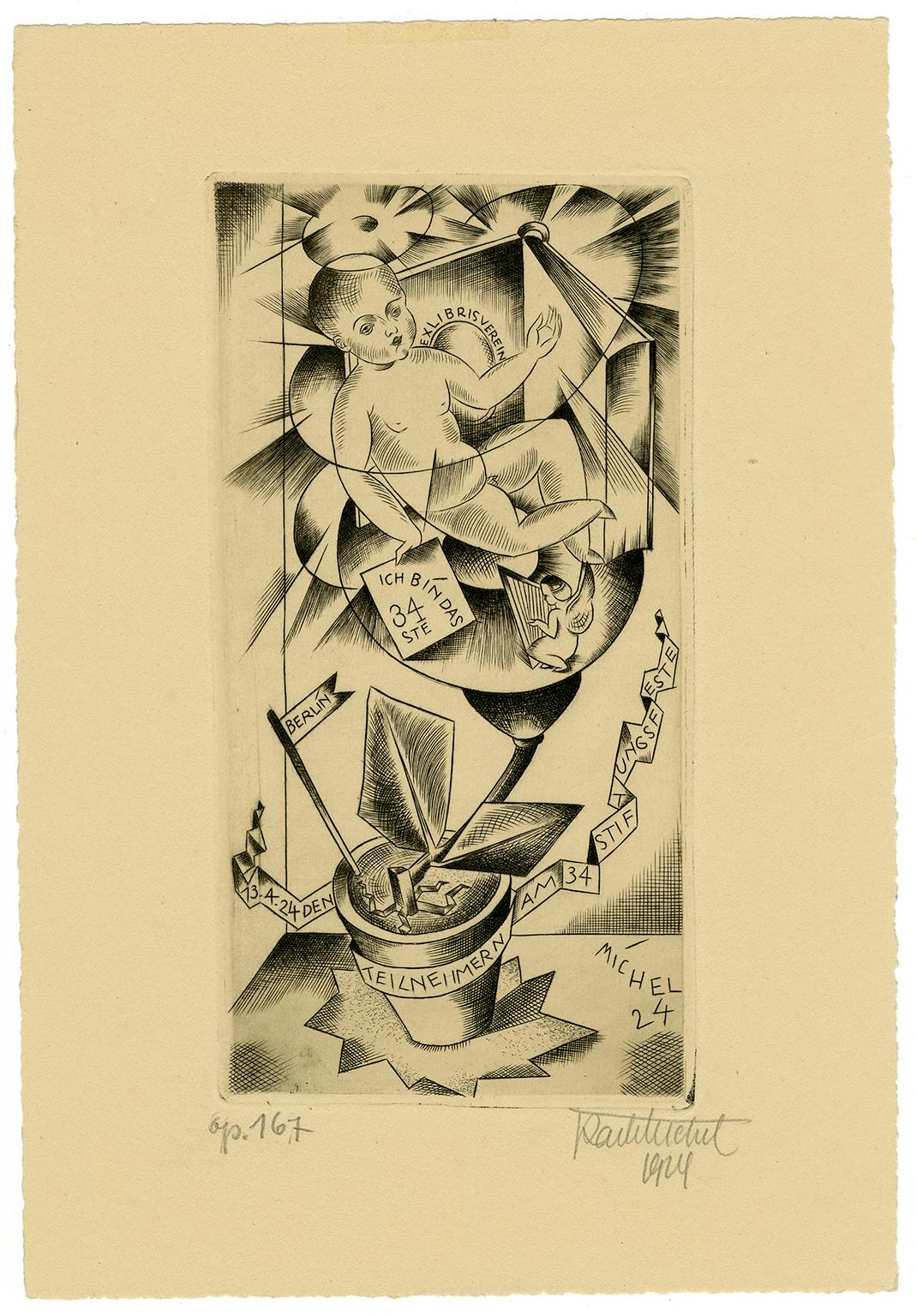 'Ex Libris Verein' — 1920s German Expressionism - Print by Karl Michel