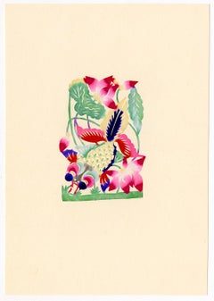 Fish & Underwater Flowers 2 — Hopei Folk Art, 1950s Chinese Cut Paper Watercolor