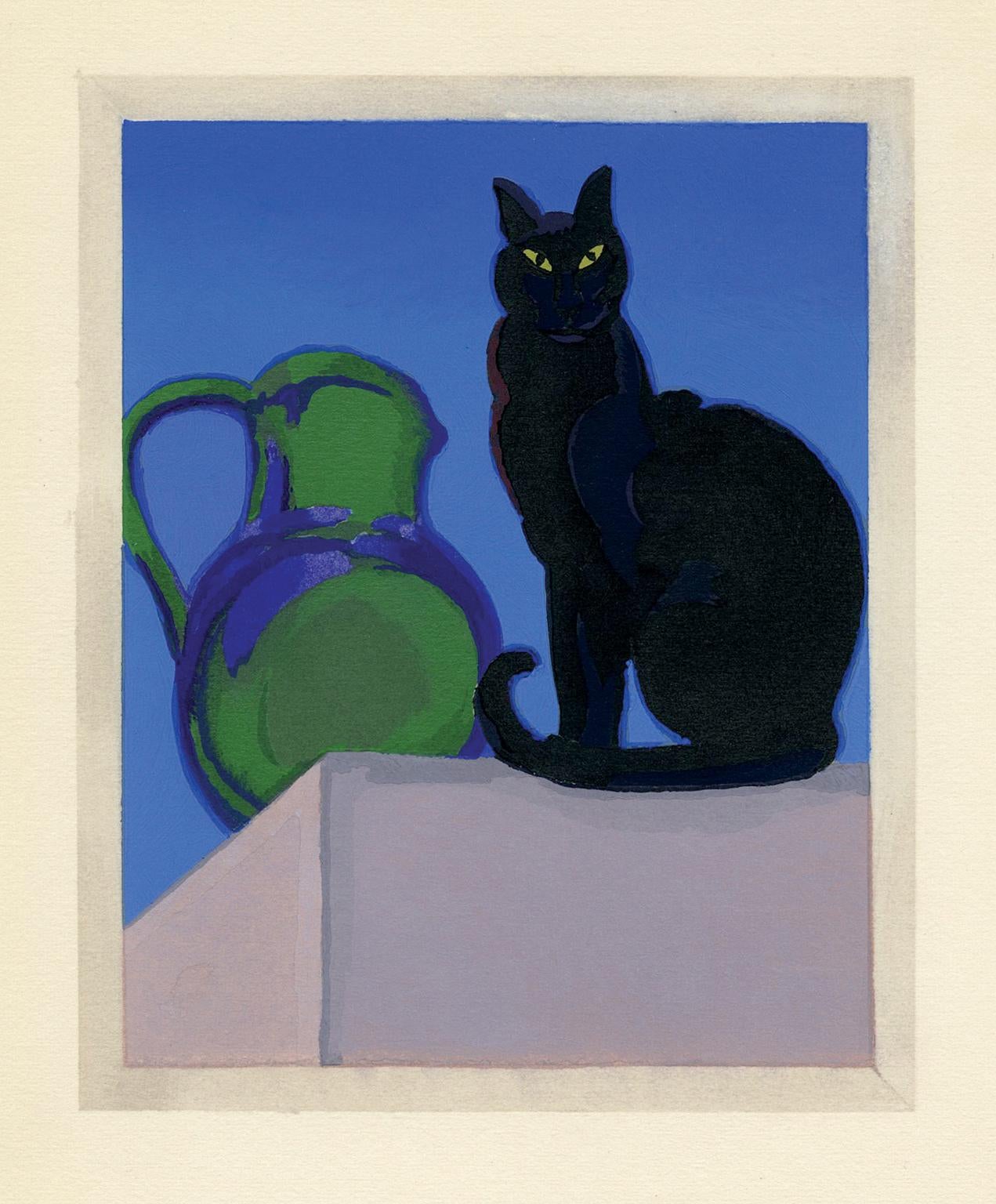 Simon Bussy Animal Print – Die schwarze Katze
