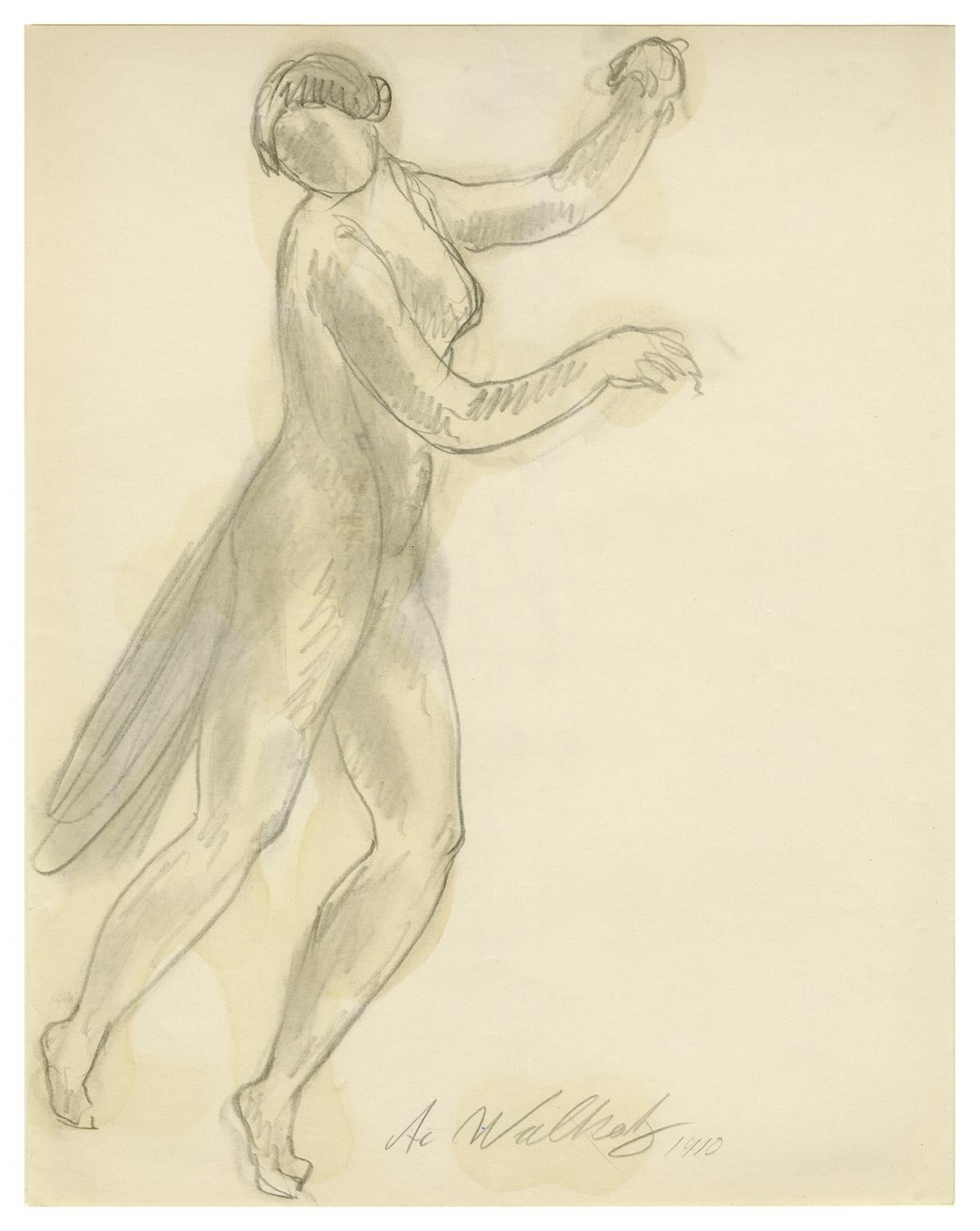Abraham Walkowitz Figurative Art - Untitled (Isadora Duncan Dancing 2)