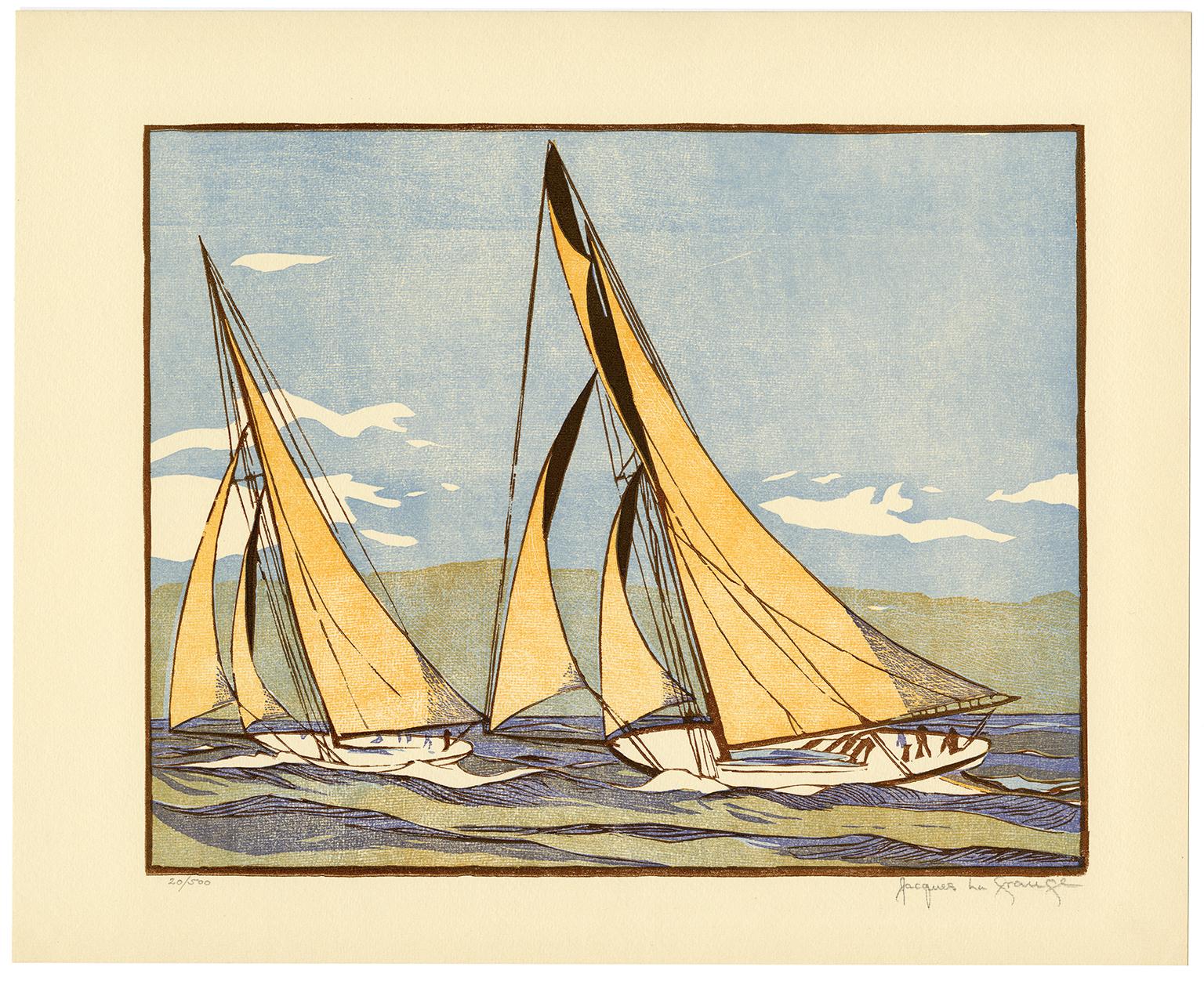 'The Start of the Race' — America's Cup, 1899 - Print by Jacques La Grange