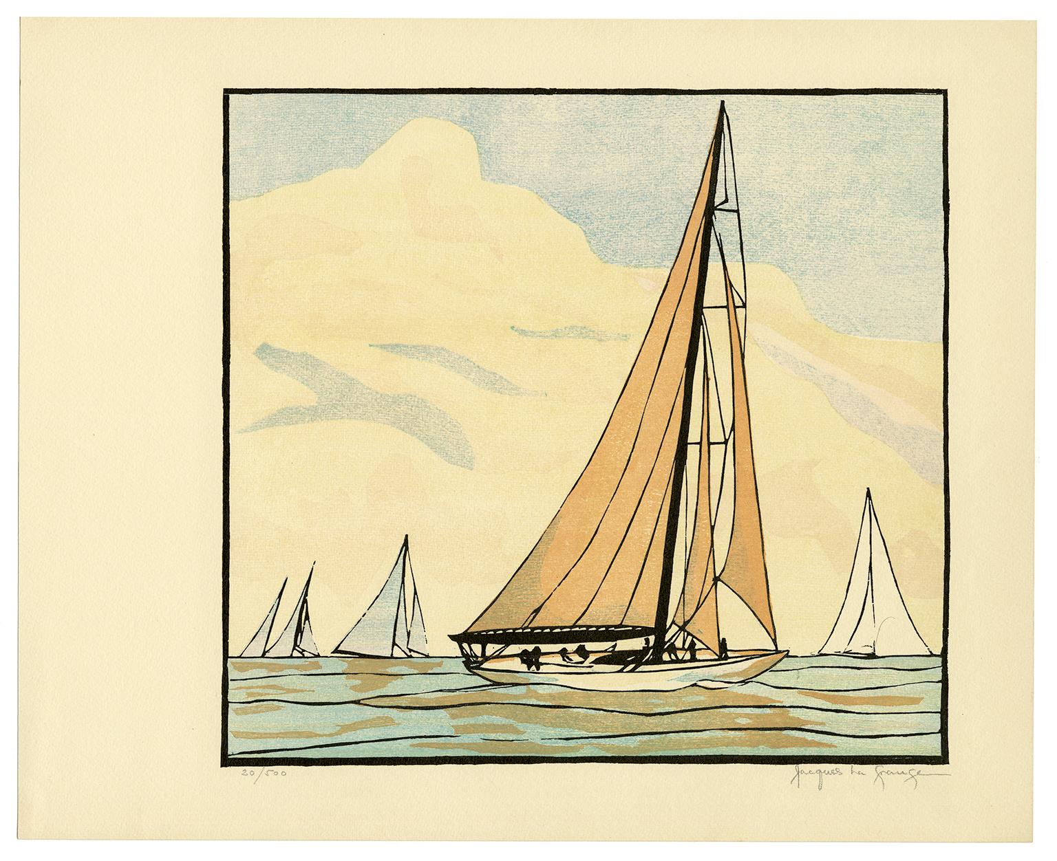 'The Yankee' from 'Drama and Color in the America's Cup Races' - Print by Jacques La Grange
