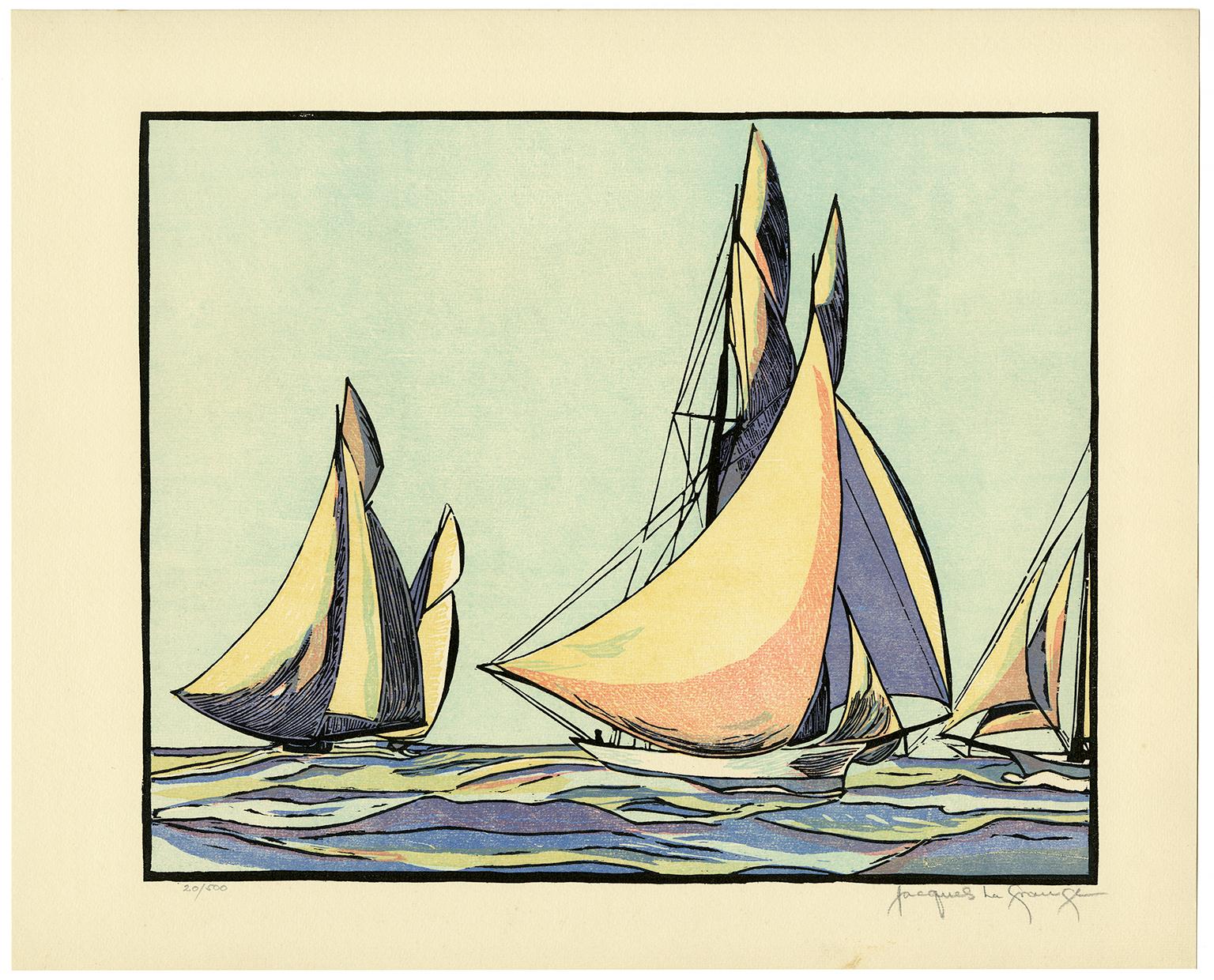 'The Magic Is Ahead' — America's Cup, 1870 - Print by Jacques La Grange