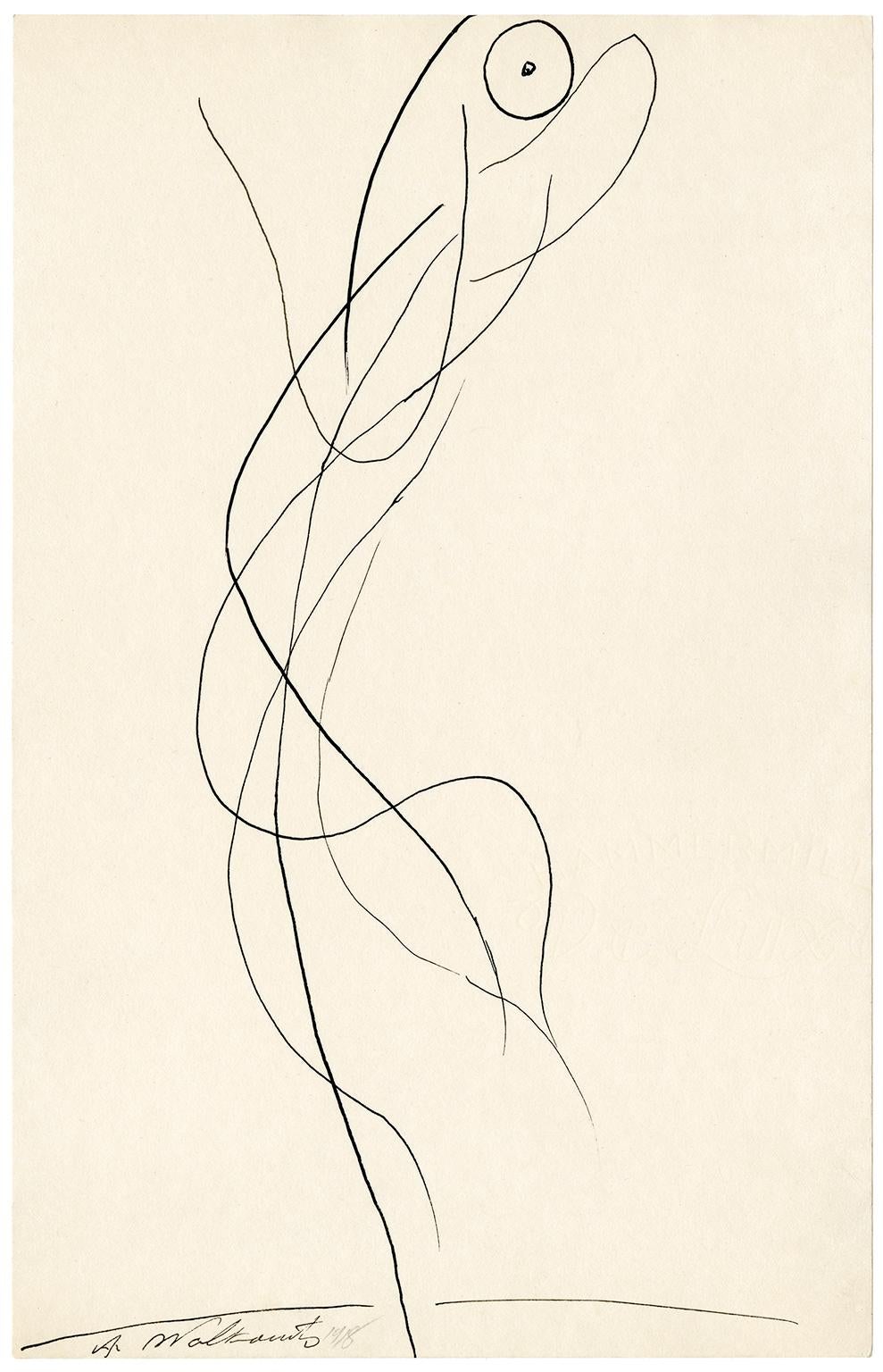 Abraham Walkowitz Figurative Art - Untitled (Figurative Abstraction of Isadora Duncan #3)