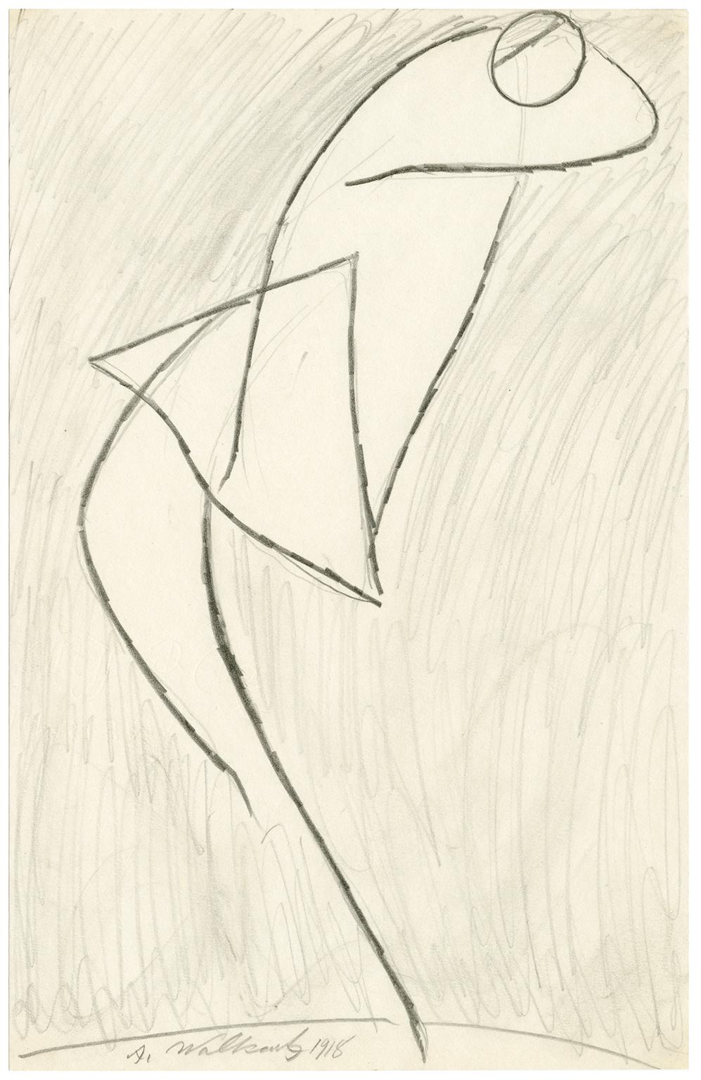 Abraham Walkowitz Figurative Art - Untitled (Figurative Abstraction of Isadora Duncan #7)