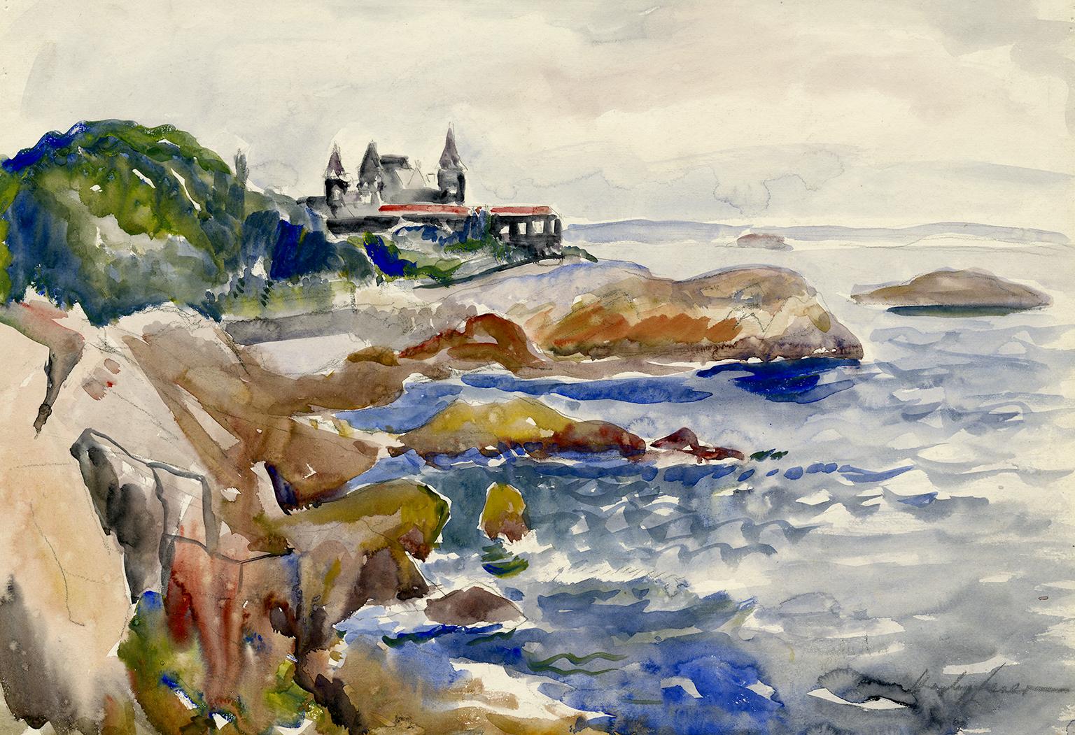 Landscape Art Hayley Lever - Corinthian Yacht Club, Marblehead, Mass' - Impressionnisme de la Nouvelle-Angleterre des années 1920