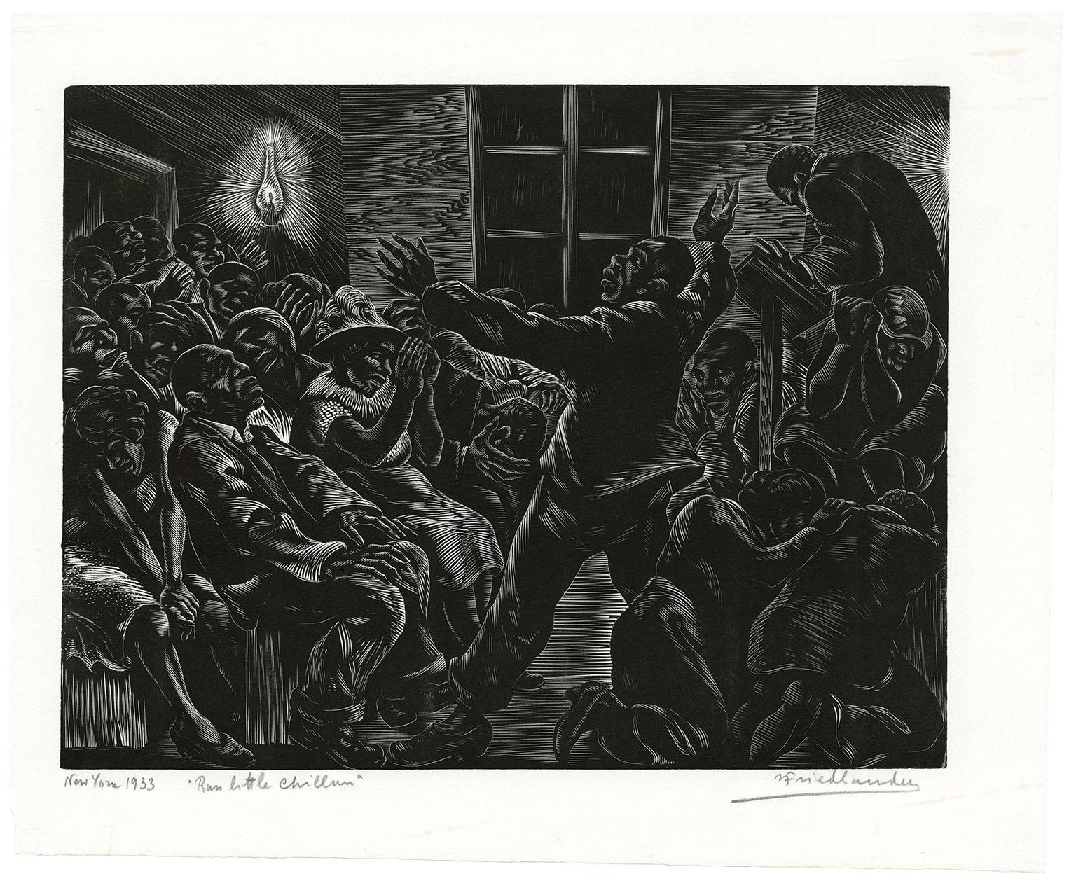 'Run Little Chillun' also 'Revival' — African American Subject - Print by Isac Friedlander