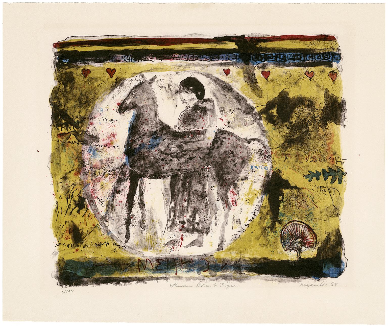 Etruscan Horse & Figure - Print by George Miyasaki