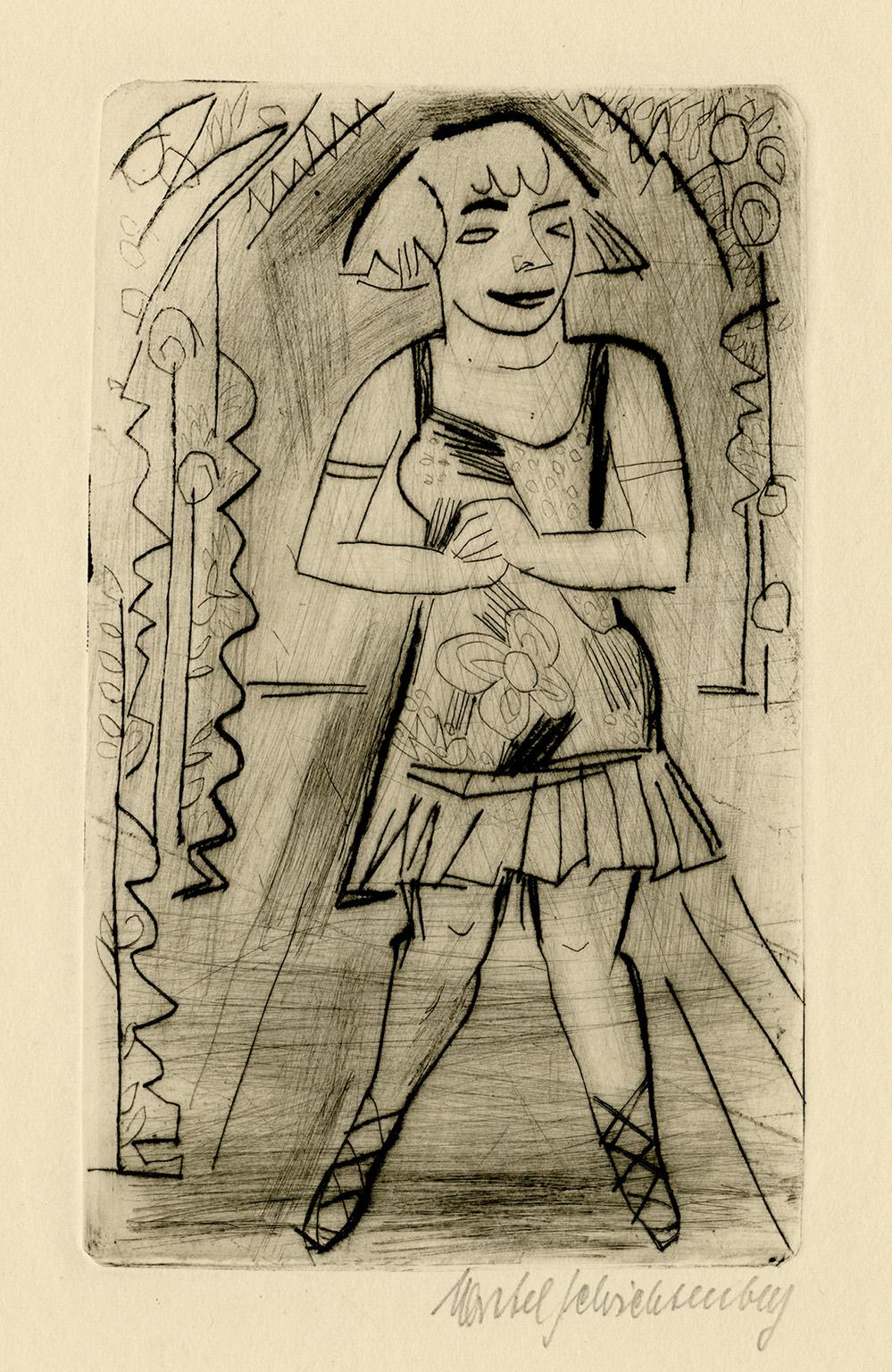 Martel Schwichtenberg Figurative Print - 'Varietesoubrette, Schwalbennest' also Dancer — 1920s German Expressionism