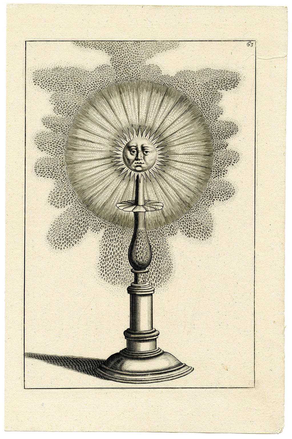 Architectura Curiosa Nova, Sunburst Garden Fountain - Print by Georg Andreas Böckler