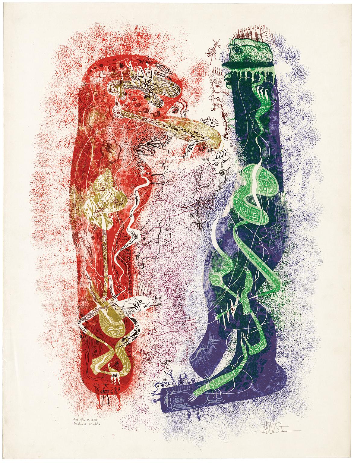 'Dialogue Erudite' — Mid-century American Surrealism - Print by Robert Vale Faro