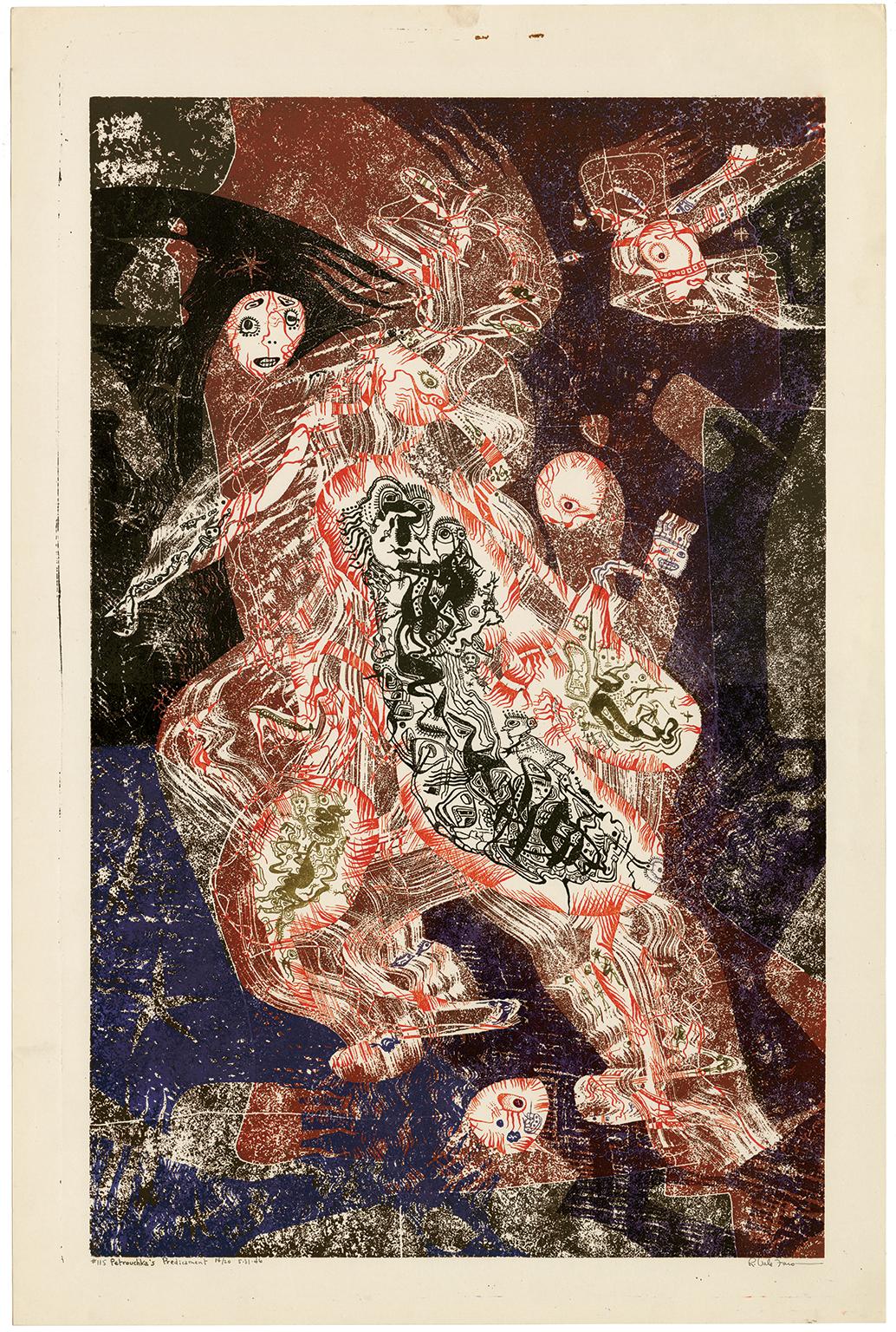 'Petrouchka's Predicament' — Mid-century American Surrealism - Print by Robert Vale Faro