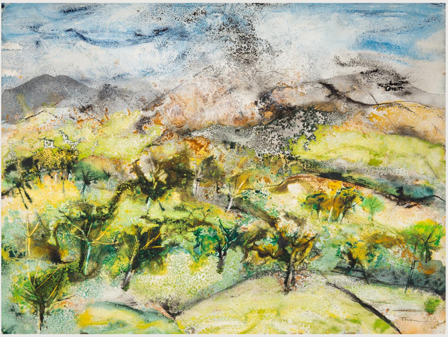 William Thon Landscape Art – Obere Toskana - Expressionismus aus der Mitte des Jahrhunderts