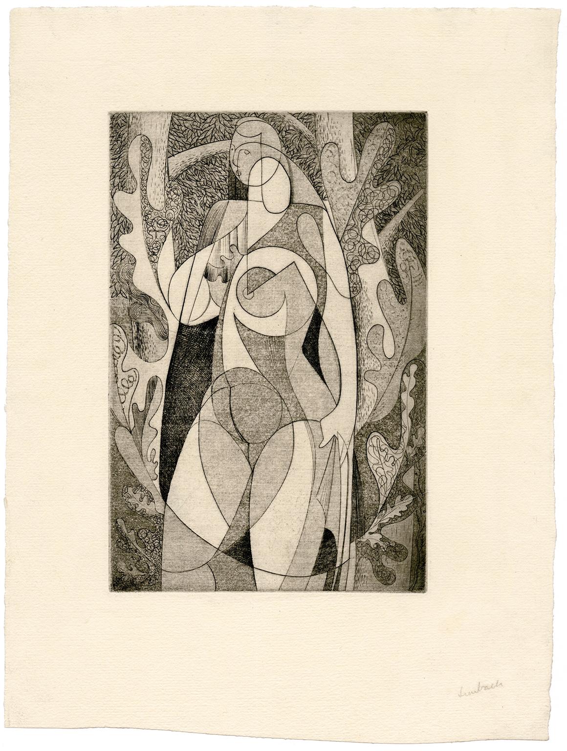 Modernist Nude — Atelier 17 - Print by Russell T. Limbach